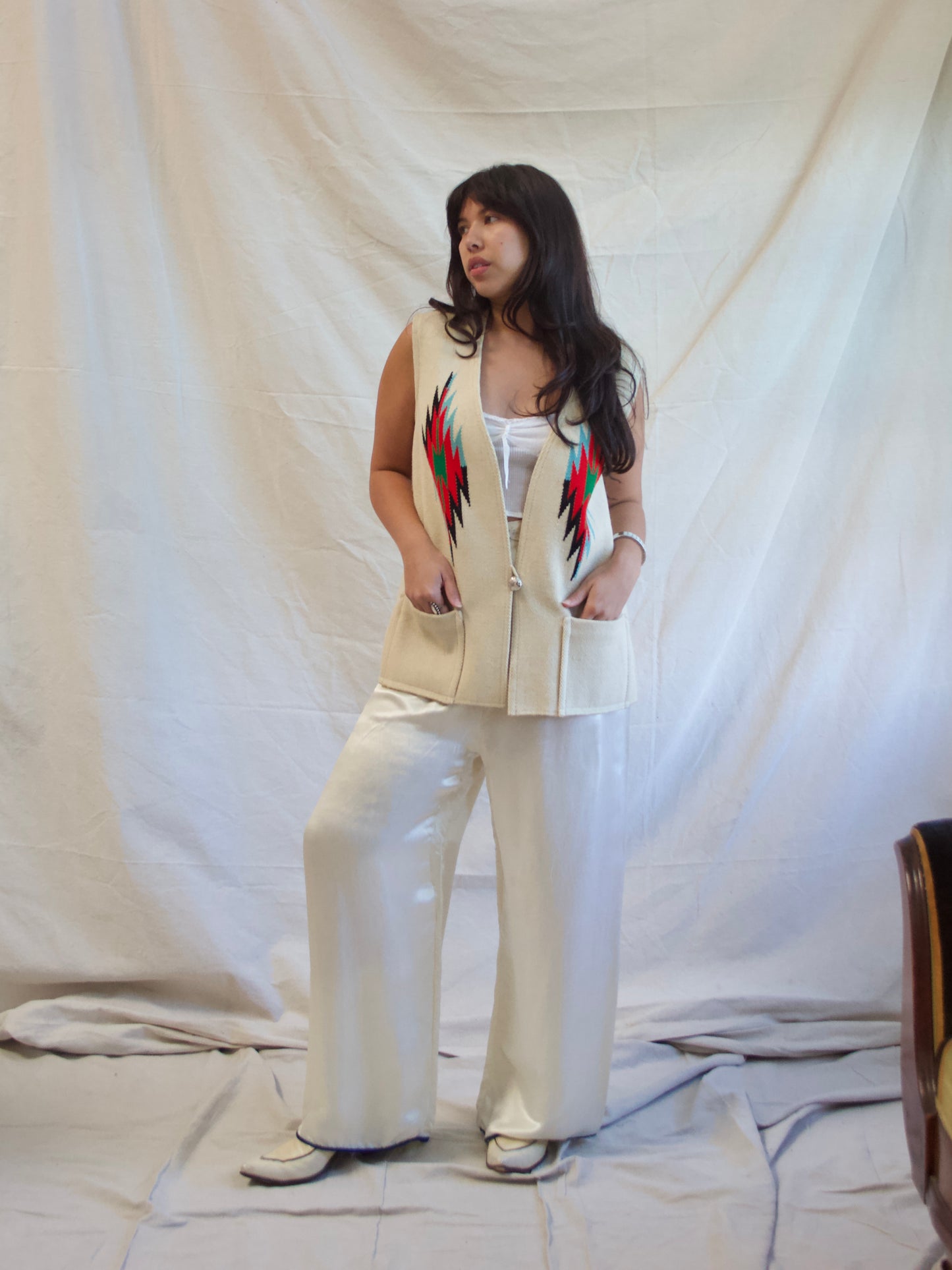 Vintage 'Millers' 1950s/60s Cream Chimayo Wool Vest
