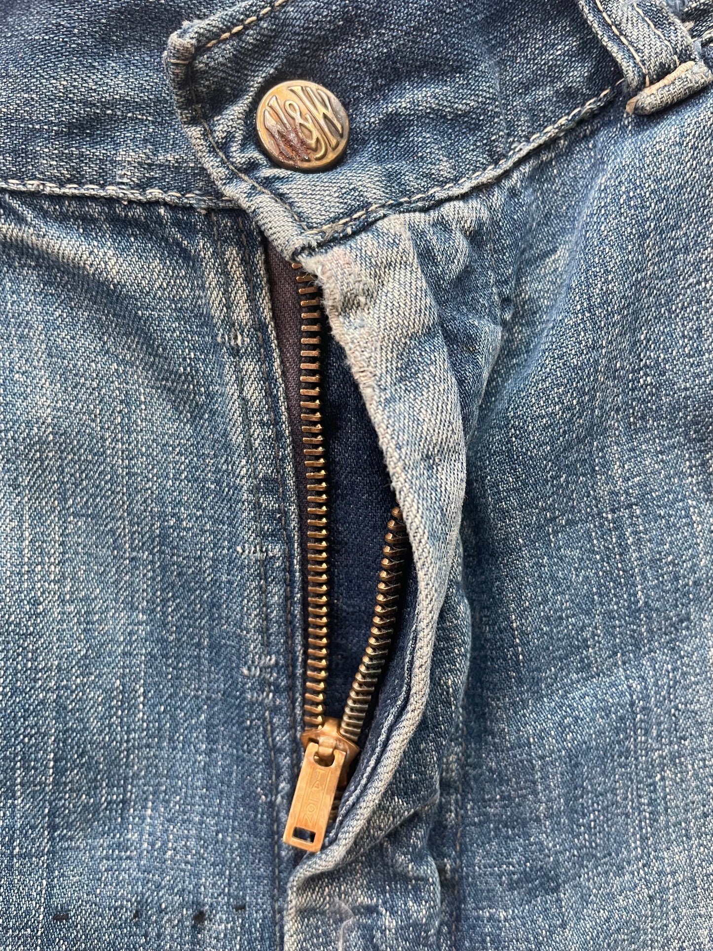 1940s Lace Back Patched Workwear Denim