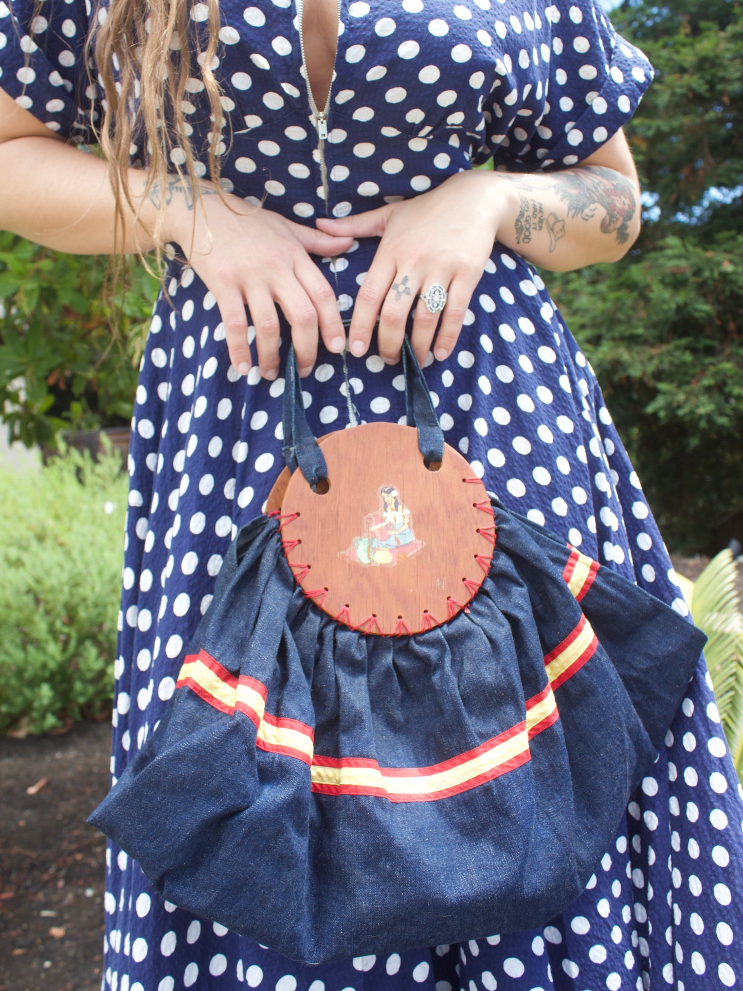 1940s Mexicana Denim Summer Handbag