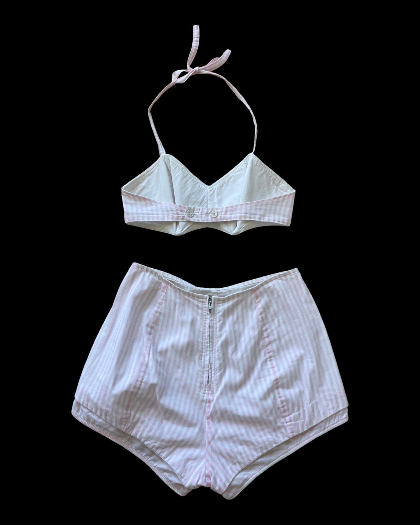 1950s Candy Striped 2-Piece Halter Swim/Play Suit