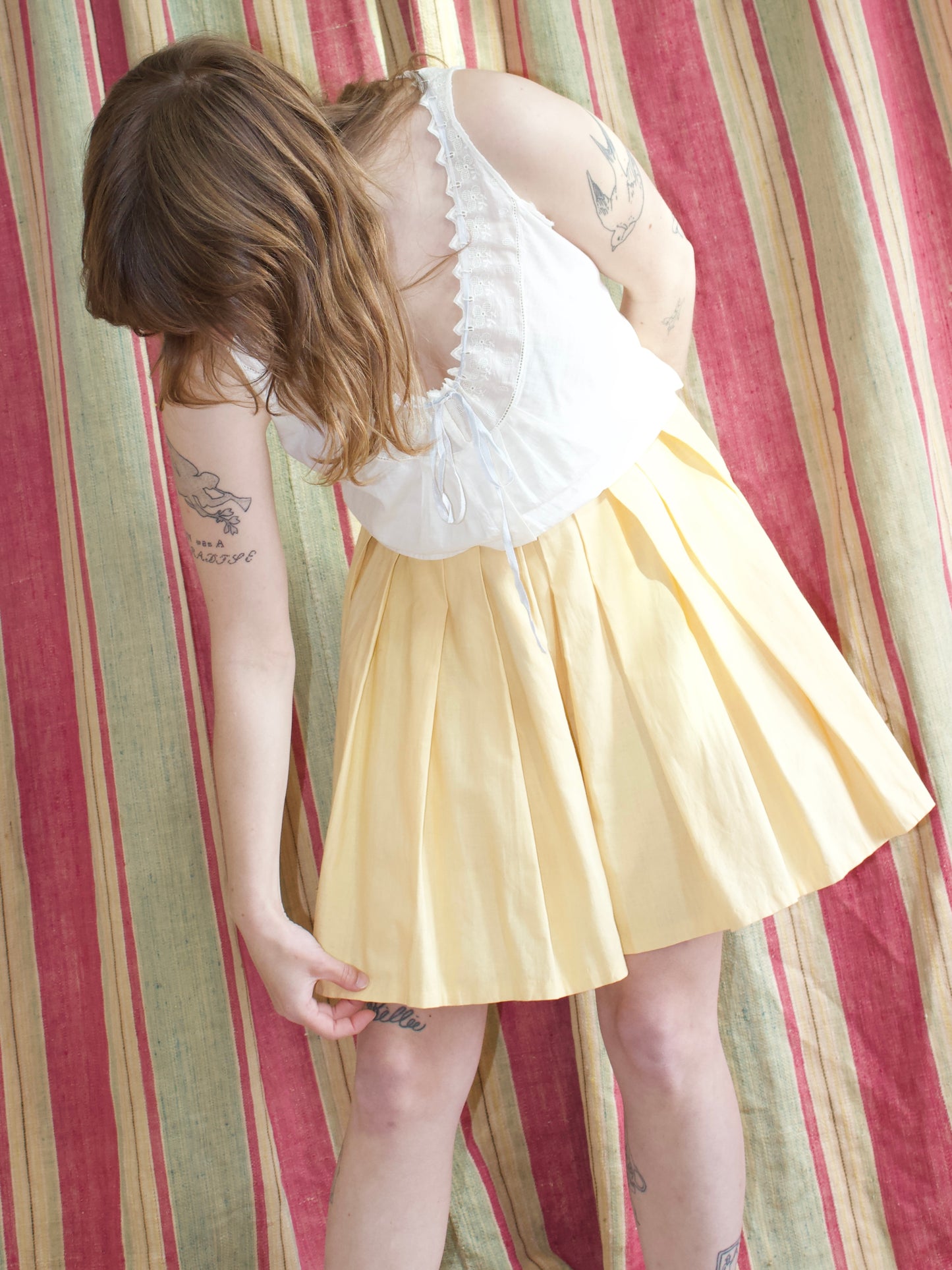1940s Butter Yellow Pleated Sportswear Shorts