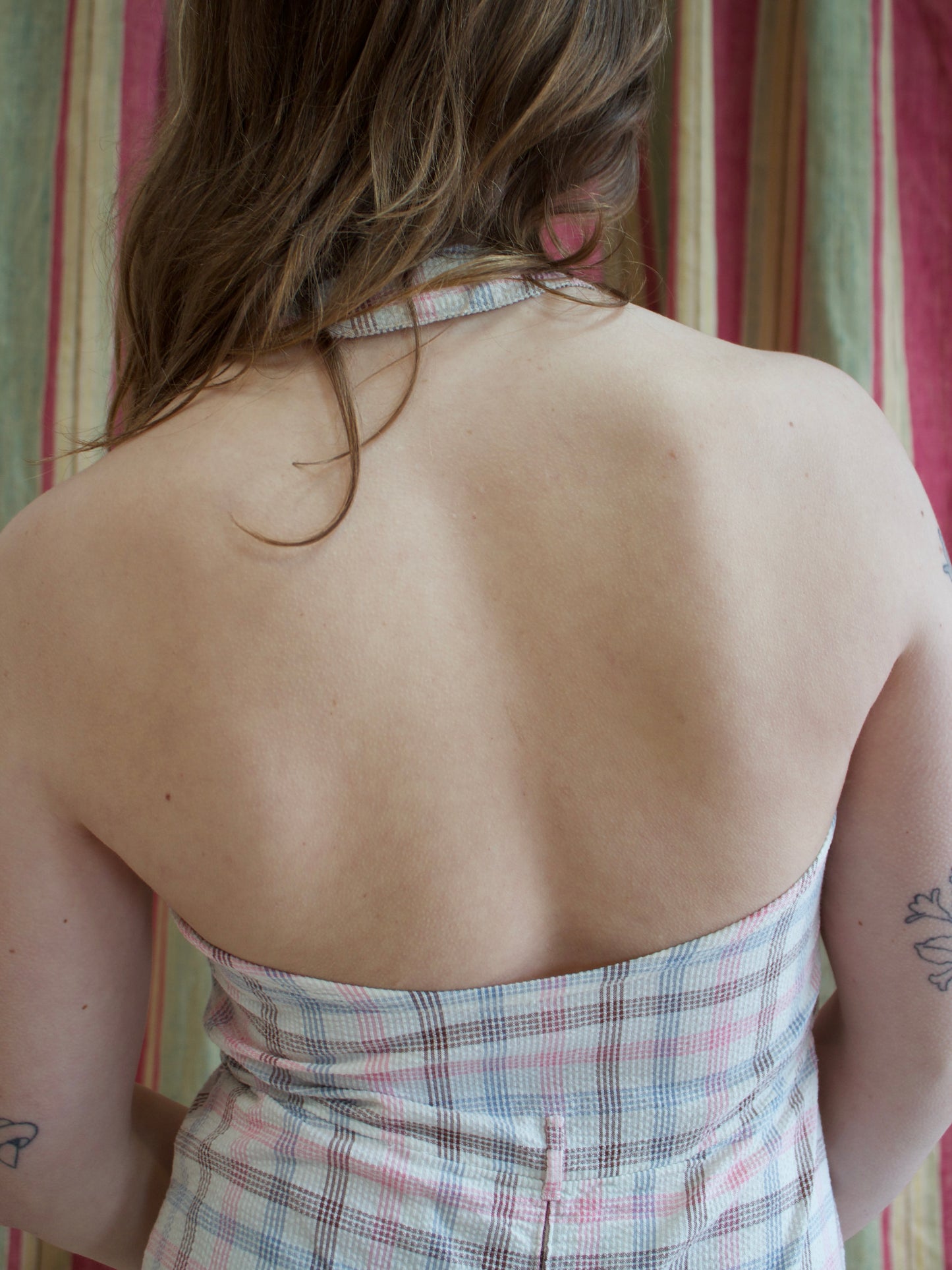 1930s/1940s Pastel Seersucker Halter Playsuit Romper