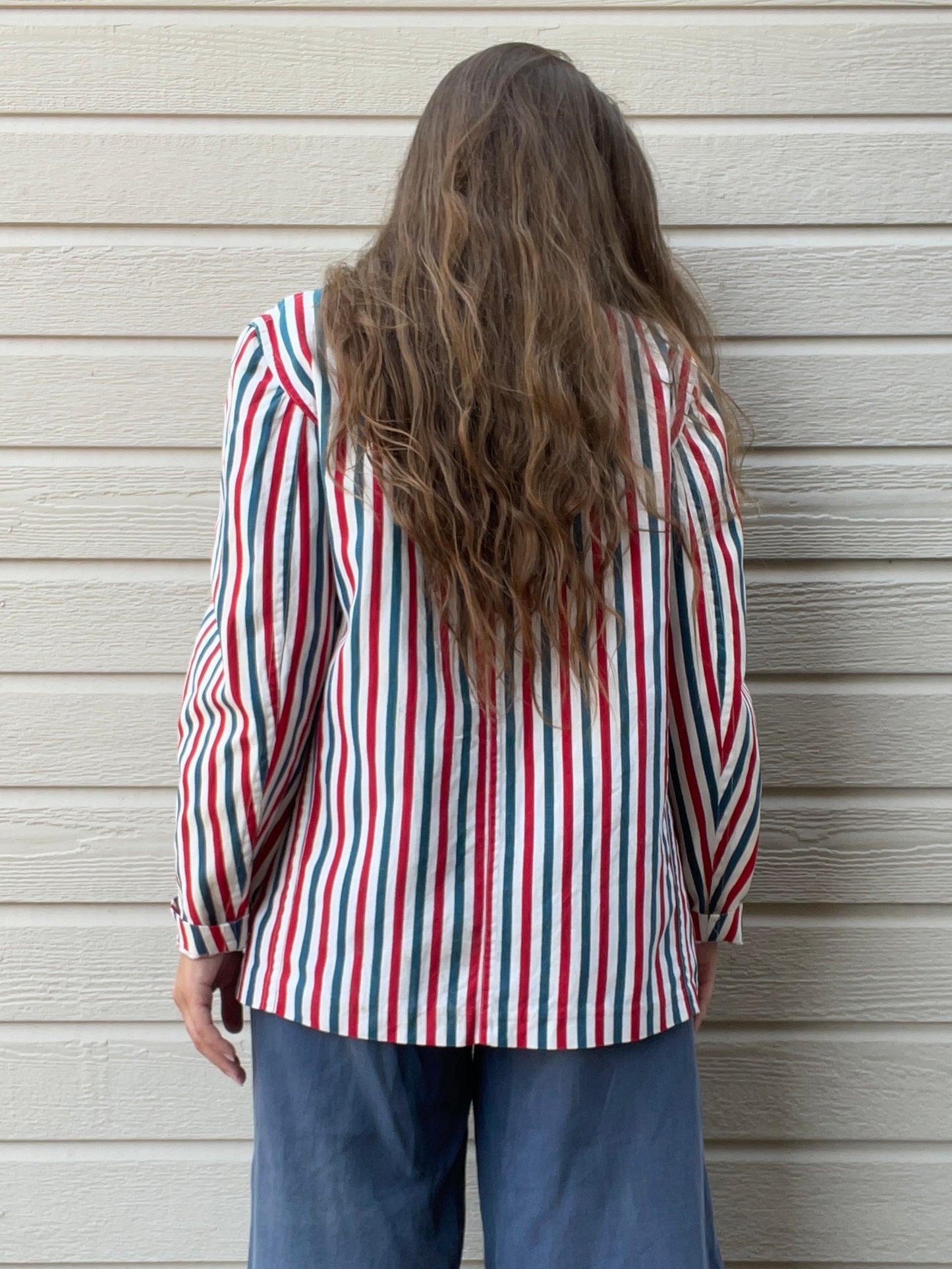 1940s Americana Striped Cotton Twill Jacket