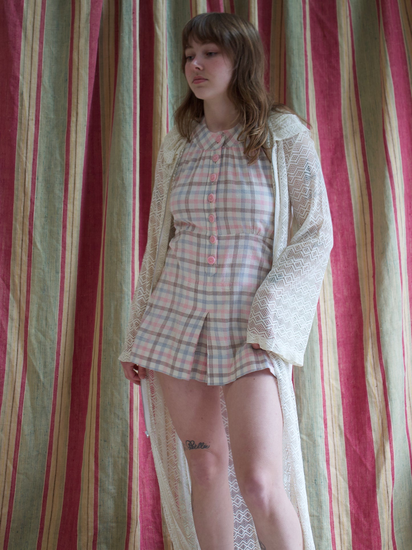 1930s/1940s Pastel Seersucker Halter Playsuit Romper