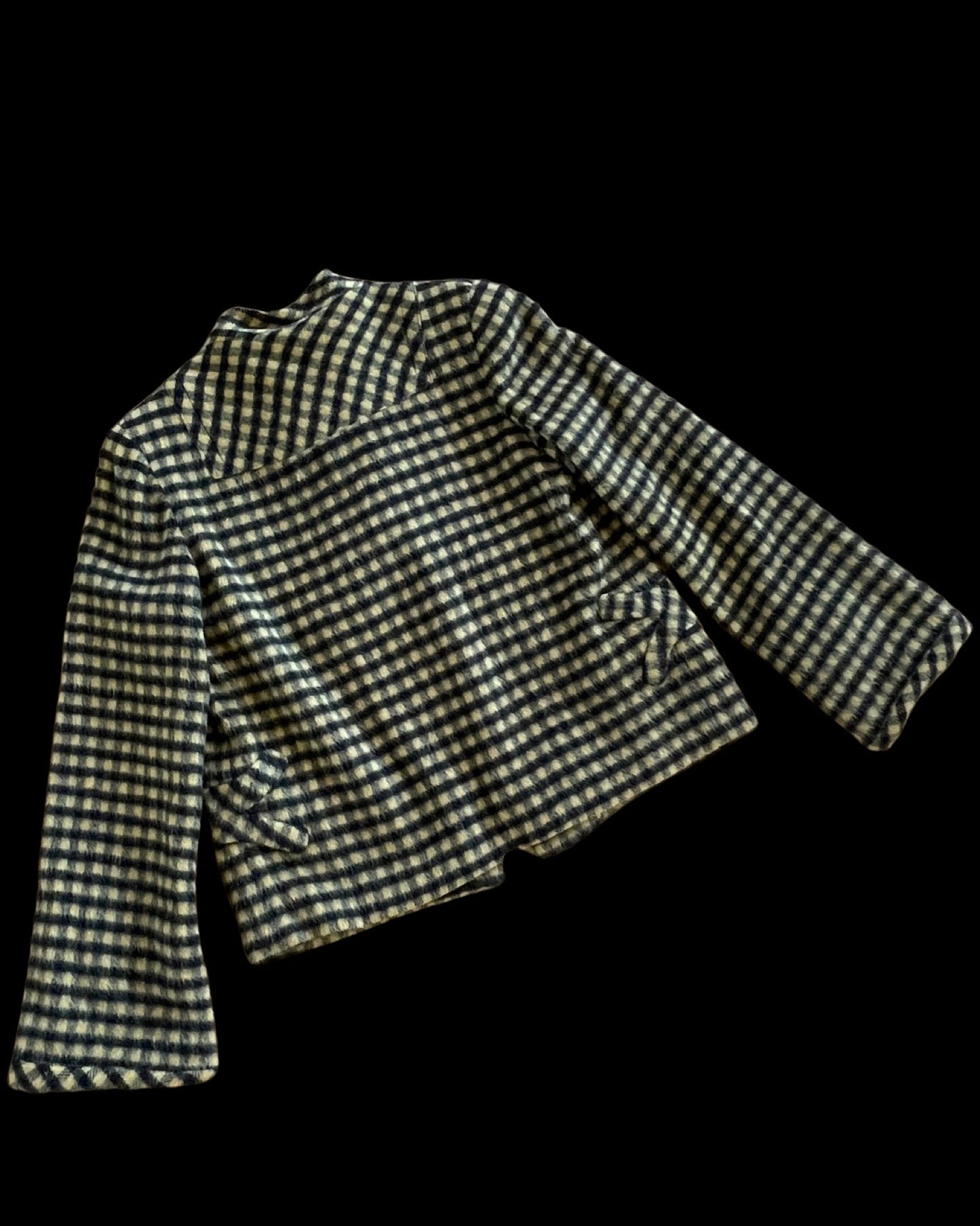 1940s Wool Mohair Gingham Bell Sleeve Swing Coat