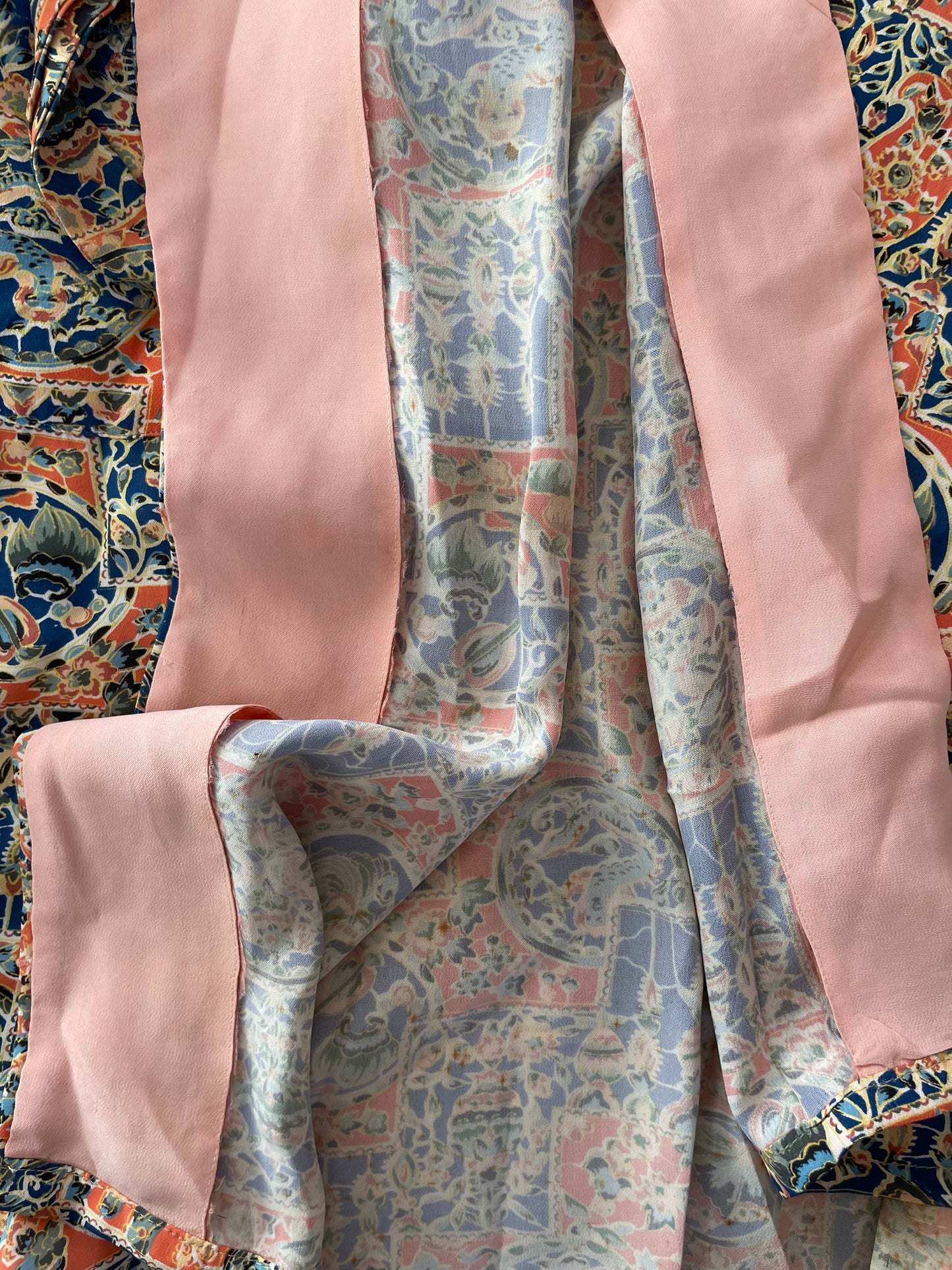 1920s Silk Crepe Japanese Trumpet Sleeve Tunic Style Robe