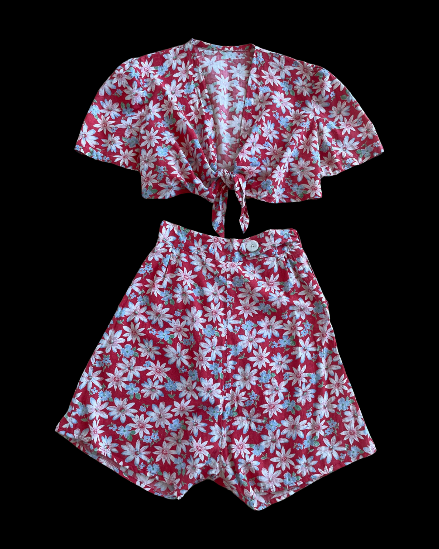 1930s Handmade Two Piece Feedsack Playsuit