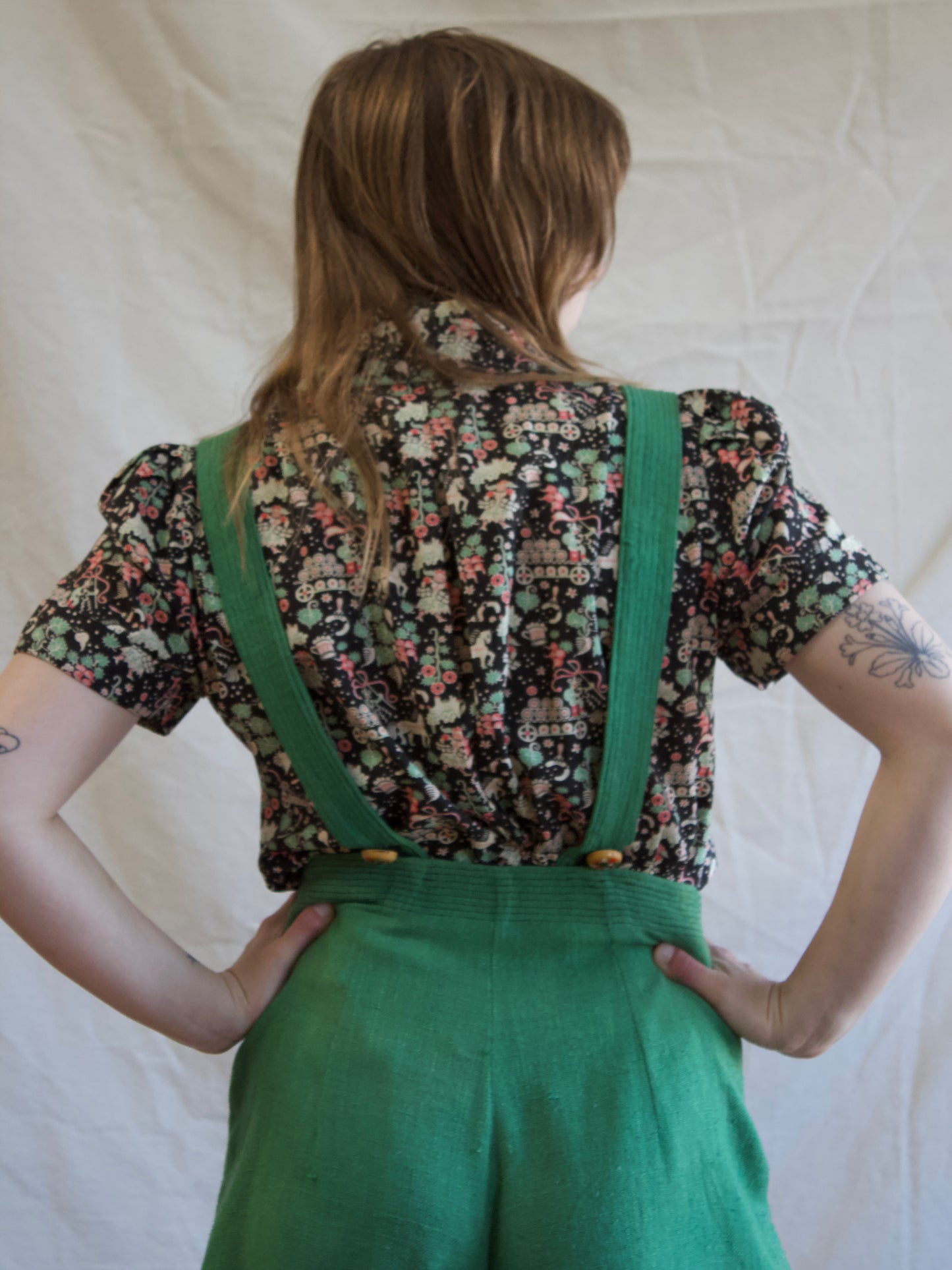 Rare Late 1930s Lanz 3 In One Fall Front Suspender Shortall Set