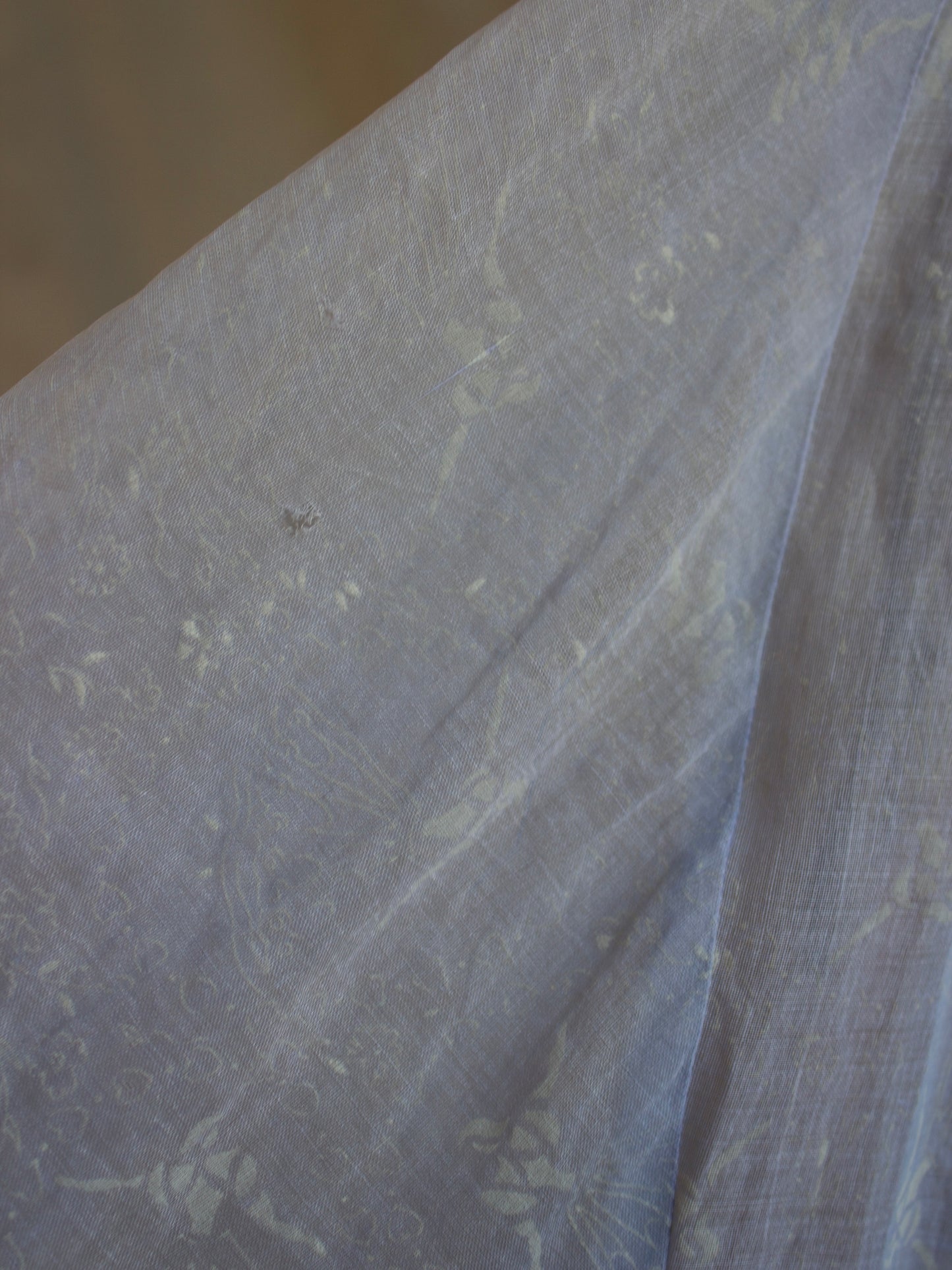 1940s Novelty Print Organza Puff Sleeve Ice Blue Dress
