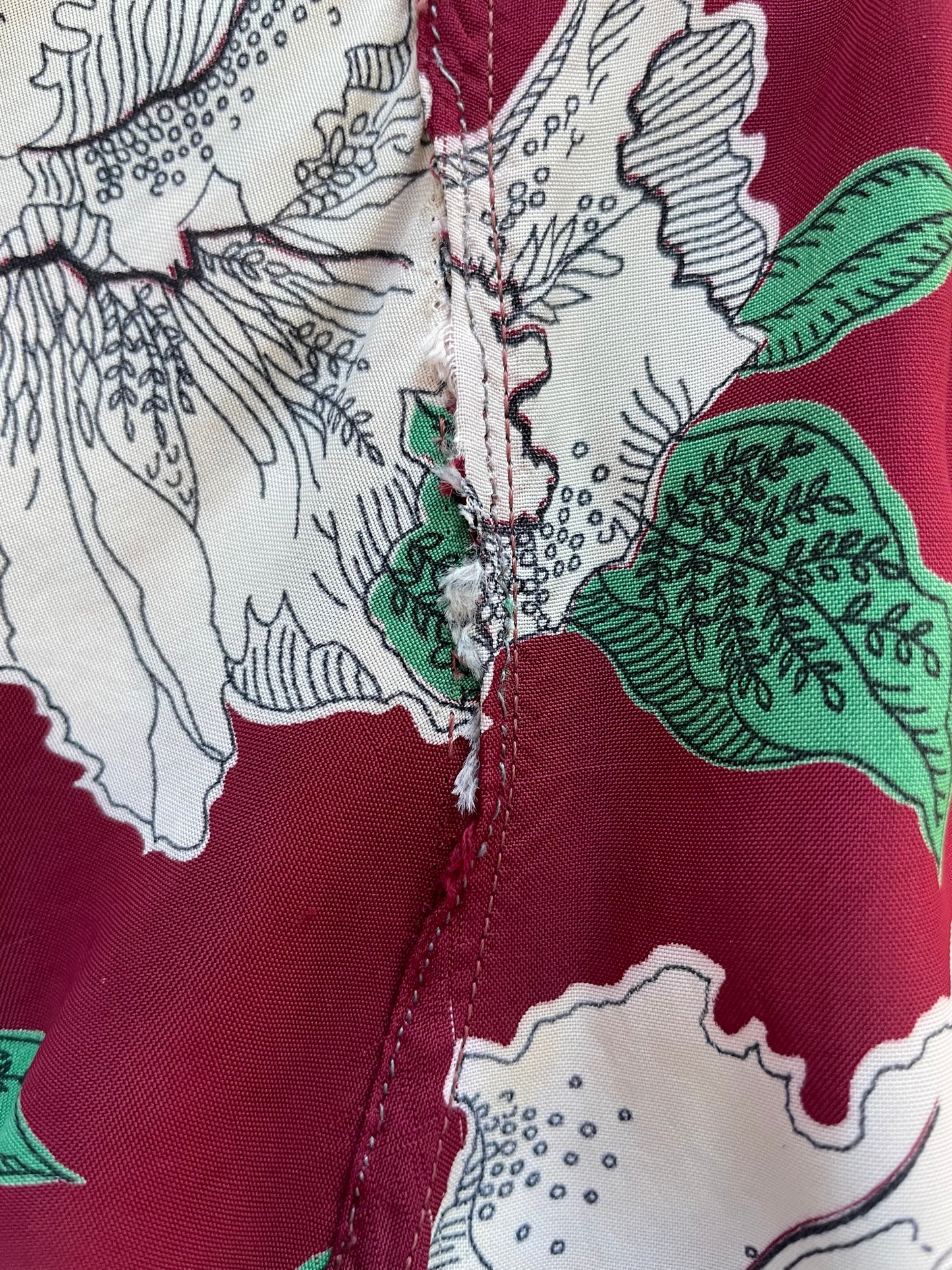 1950 Hawaiian Holiday Sportswear Rayon Long Sleeve Loop Collar Shirt