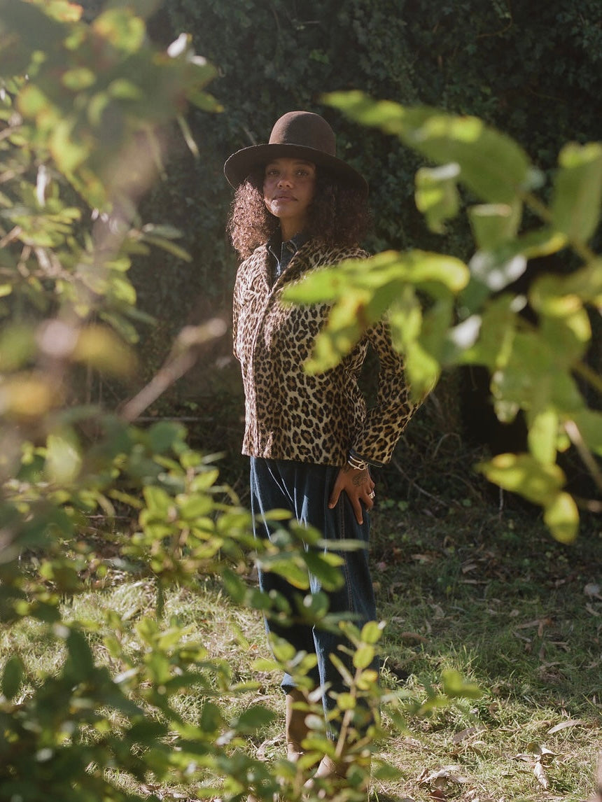 Rare 1950s 'Tregos West Wear' Plush Leopard Print Western Zip Front Shirt