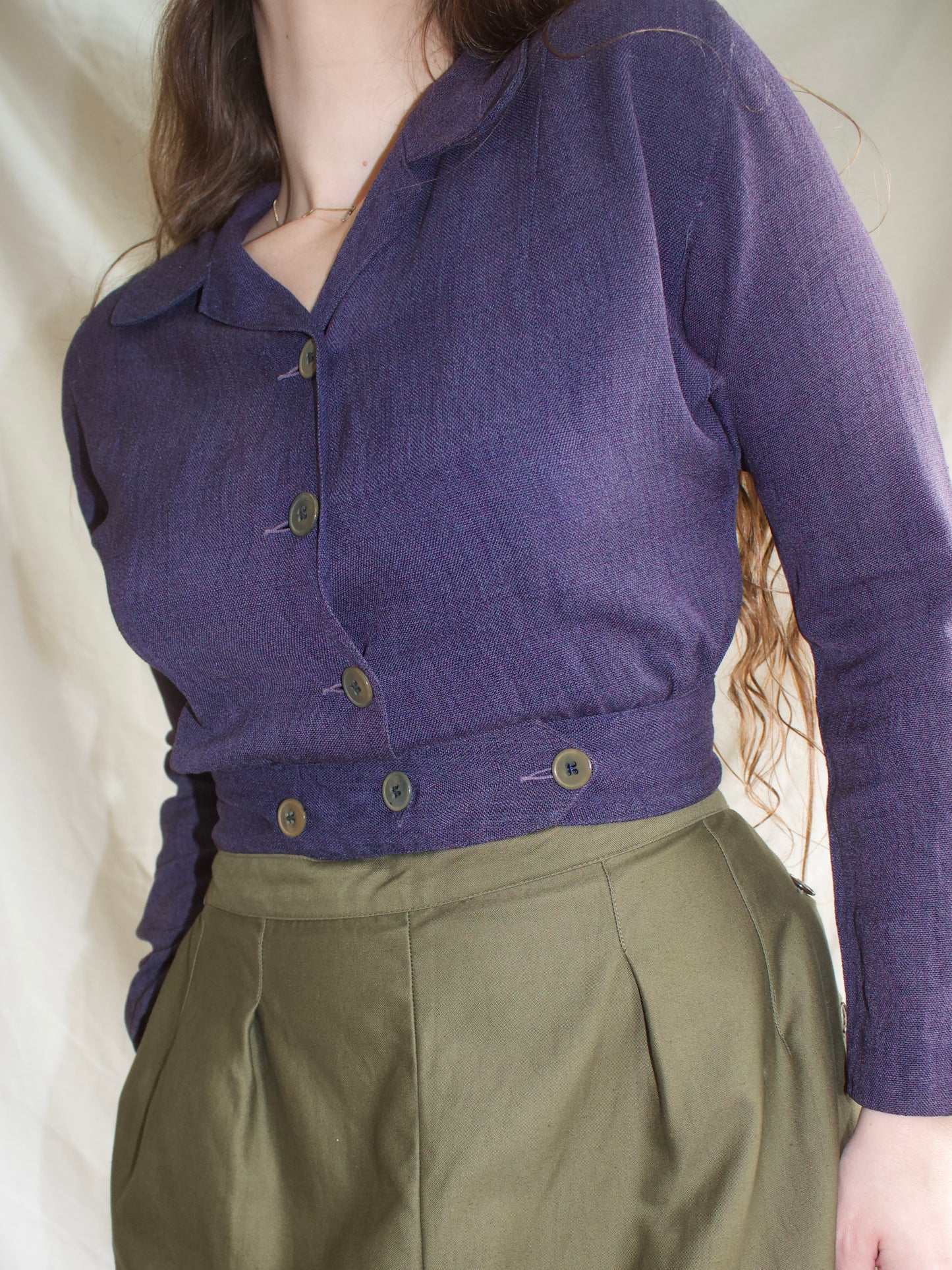 1940s Womens Army Crops (WAC) Military Cotton Sateen Side Button Pants