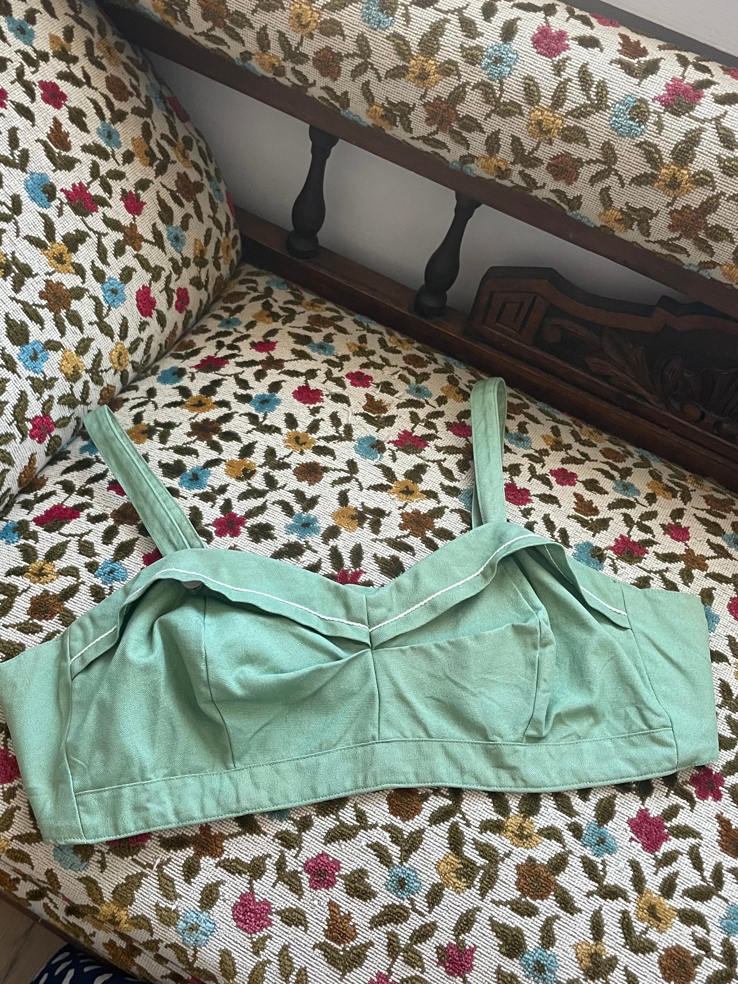 1950s Sage Green Removable Straps Play Top Volup