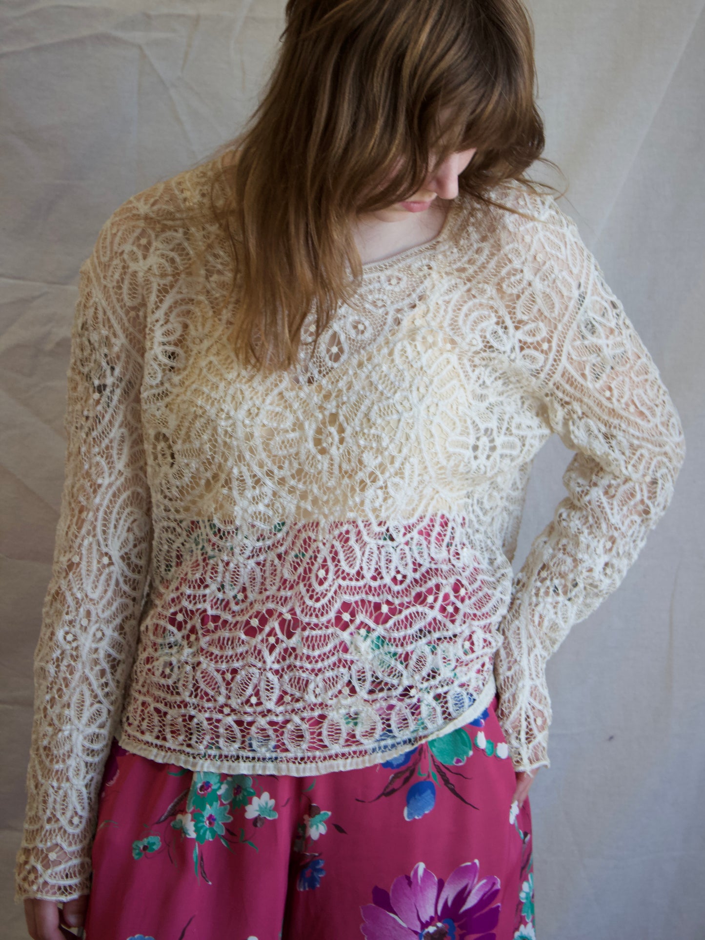 Antique Made in Paris 1920s Tape Lace Pullover Blouse