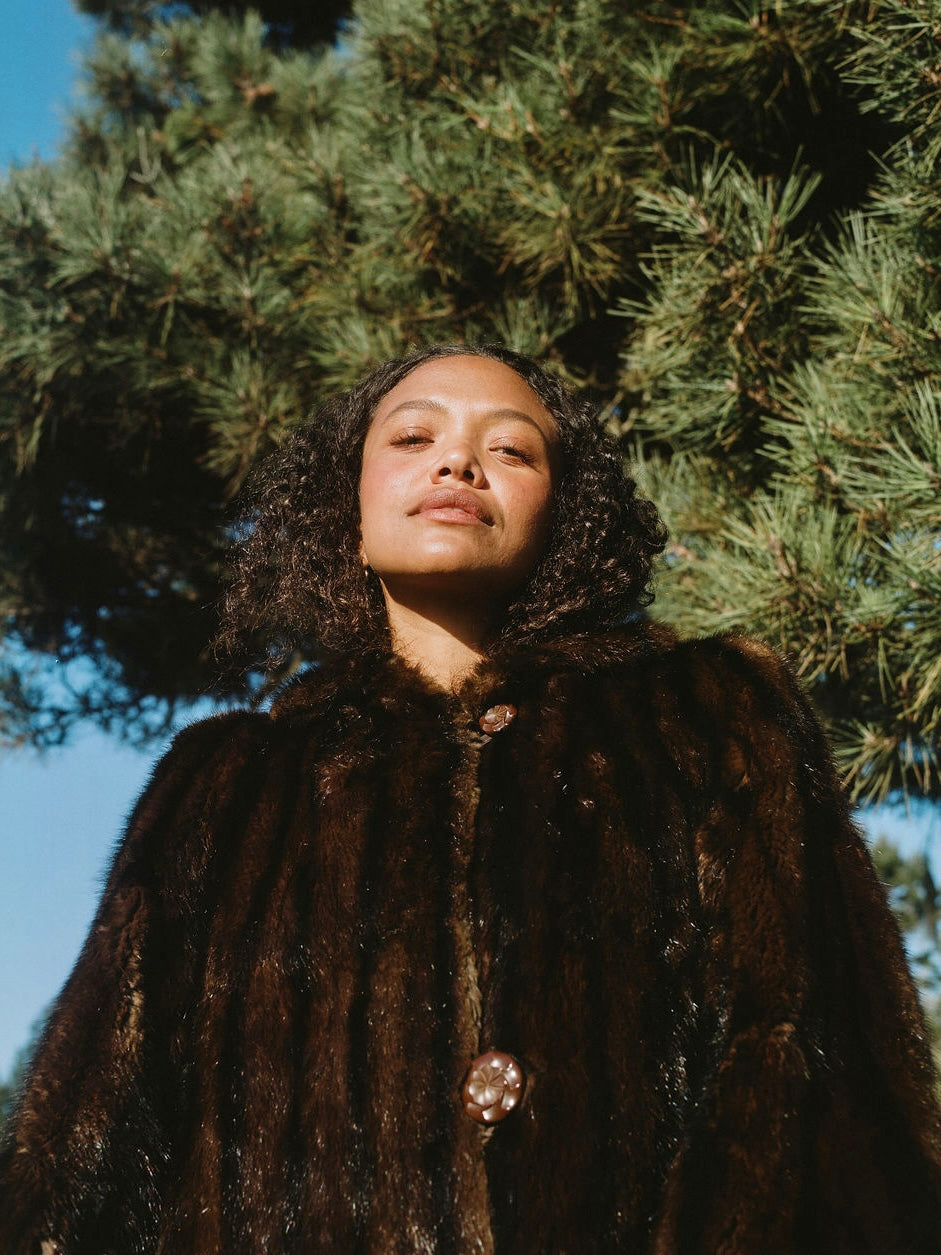 1930s ‘Marge’ Mink Fur Strong Shoulder Bishop Sleeve Coat