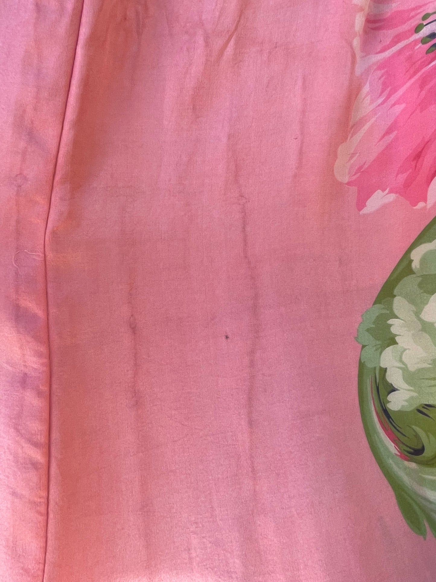 1910s Edwardian Pink Floral Smocked Dressing Gown