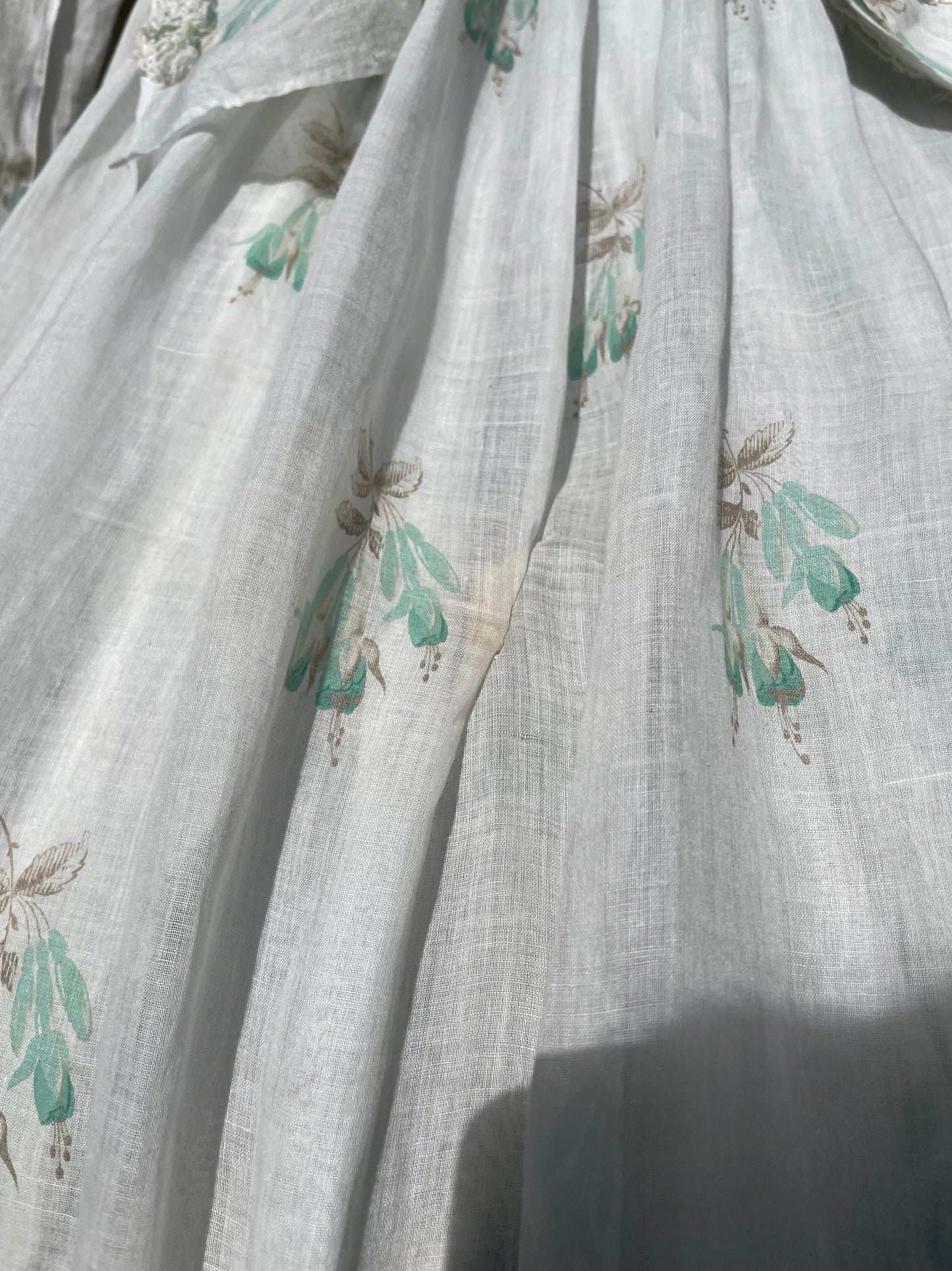 Rare Civil War Era Fine Printed Muslin Afternoon Dress