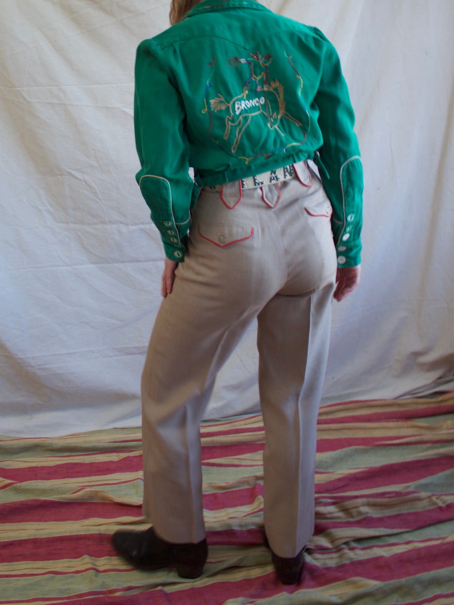 Rare 1940s Levis Shorthorn Gabardine Western Pants Red Piping