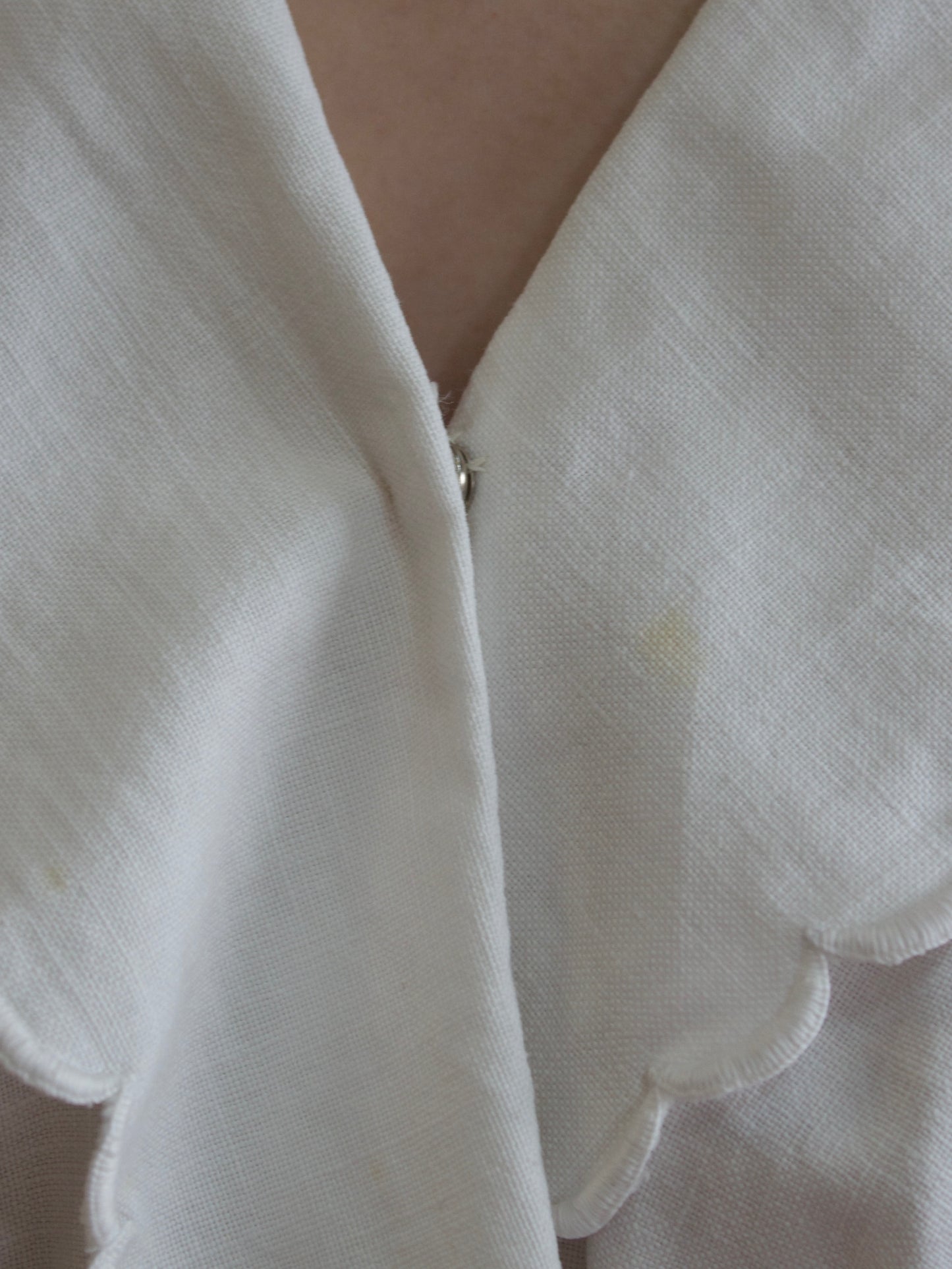 Edwardian Scalloped Hem Ivory Linen Sportswear Summer Dress
