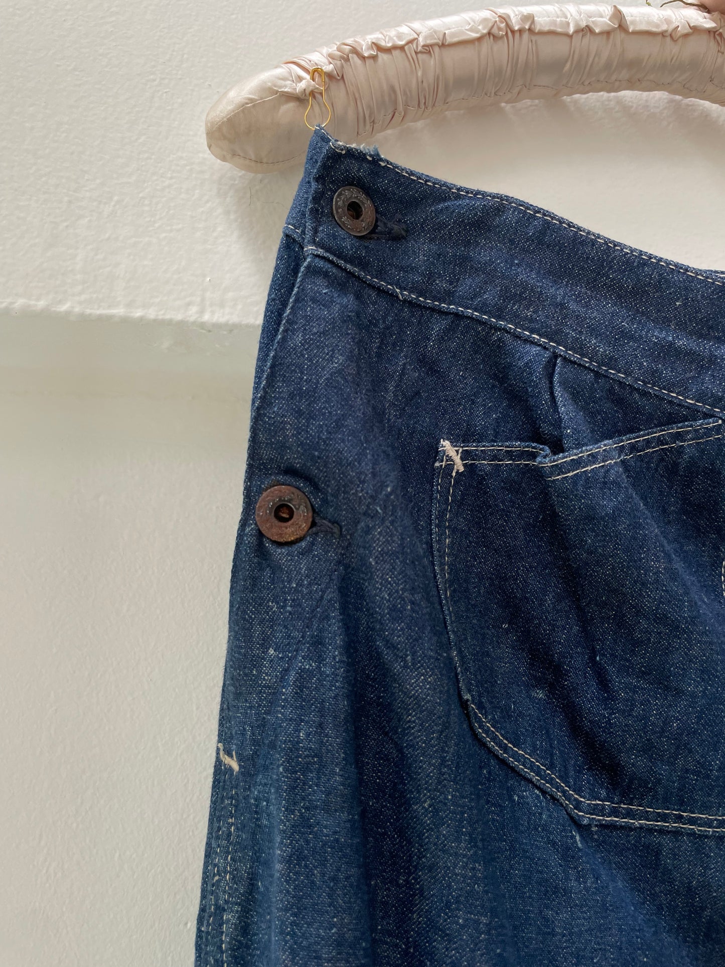 Rare WW2 Era 1940s Women’s Factory-Made Double Side Button Workwear Denim