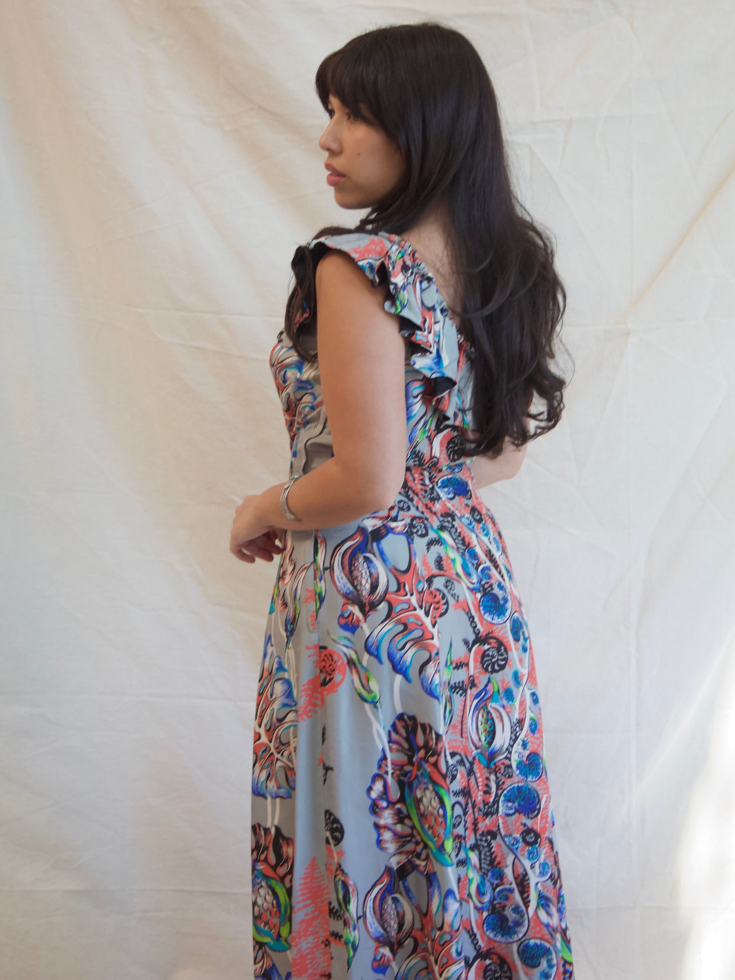 1940s Hawaiian Silk Holo Muu Dress