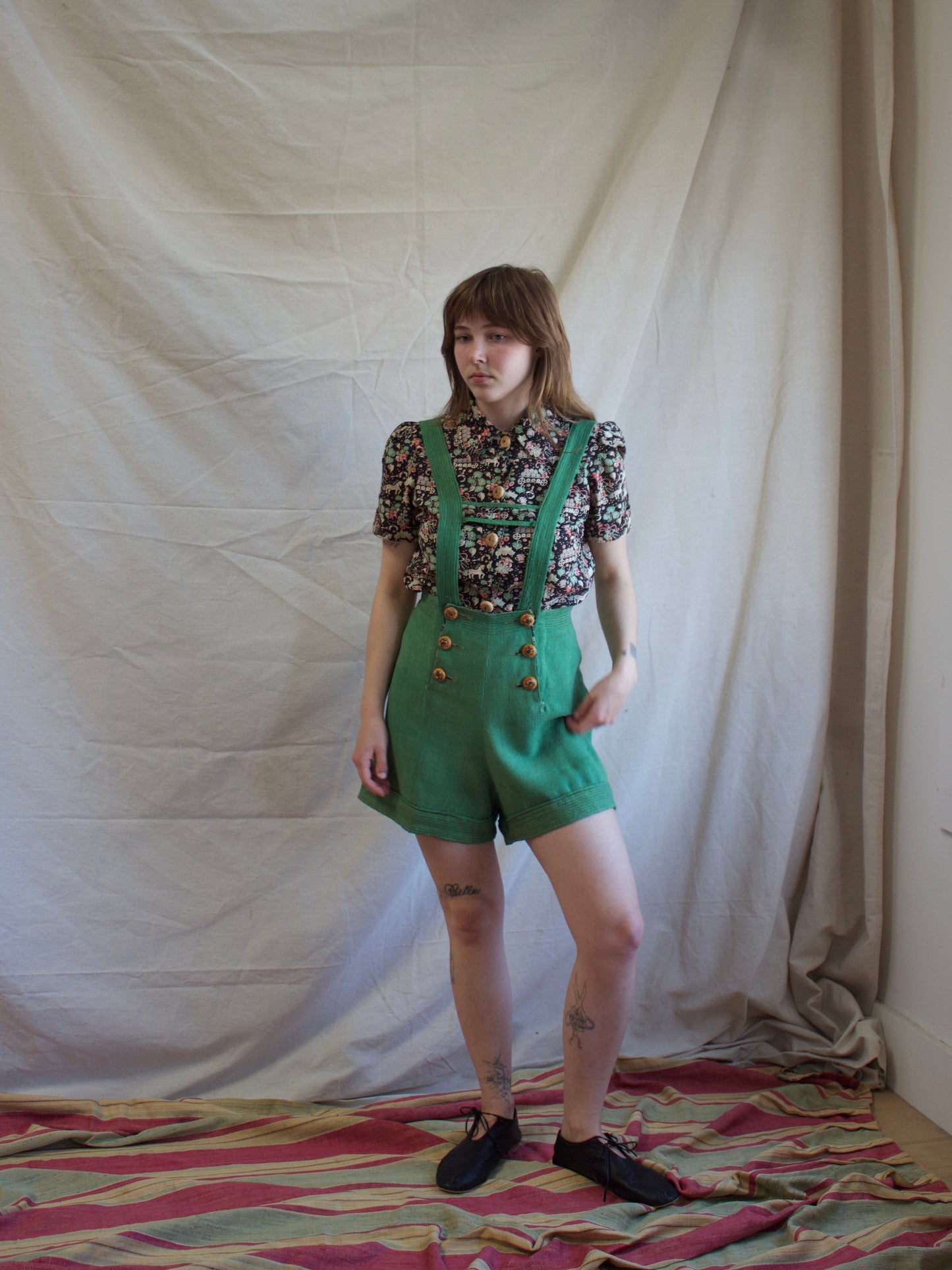 Rare Late 1930s Lanz 3 In One Fall Front Suspender Shortall Set