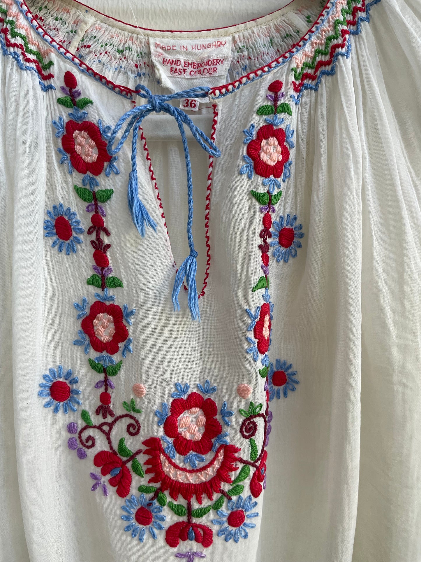 1930s Hand Embroidered Hungarian Smocked Blouse