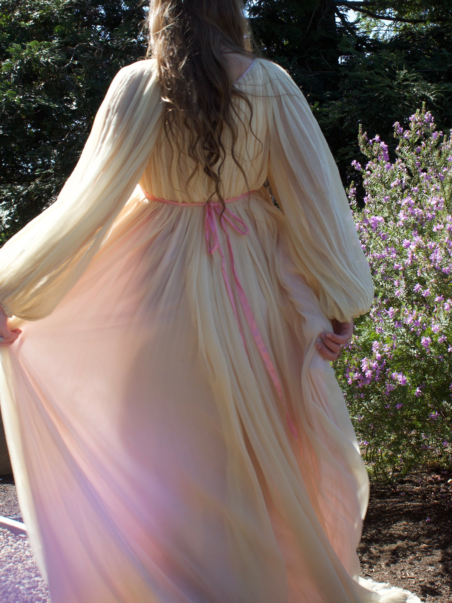 1820s/1920s Style Crinkle Gauze Empire Waist Trained Gown