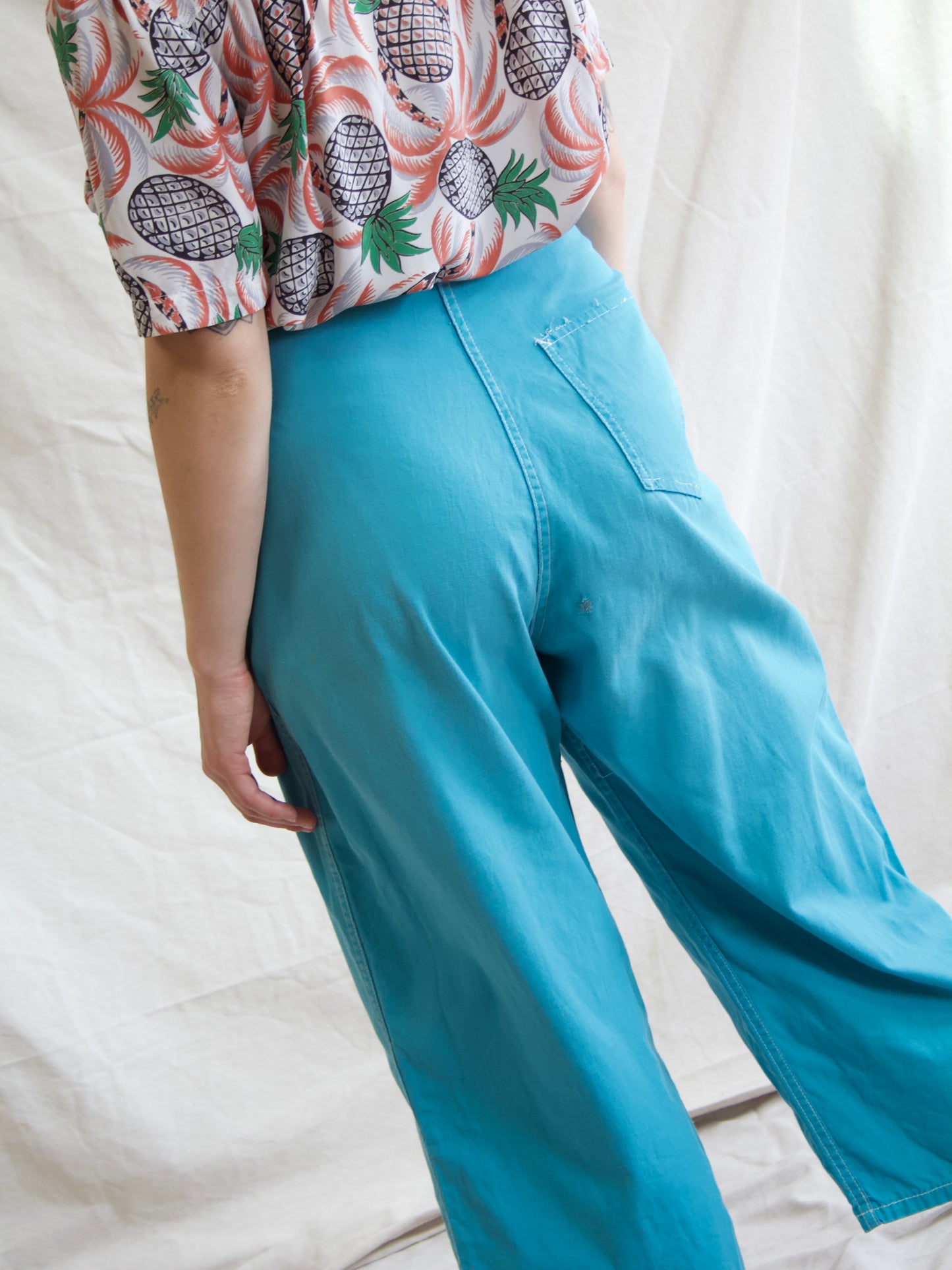 1950s Electric Blue Side Zip Clam Diggers