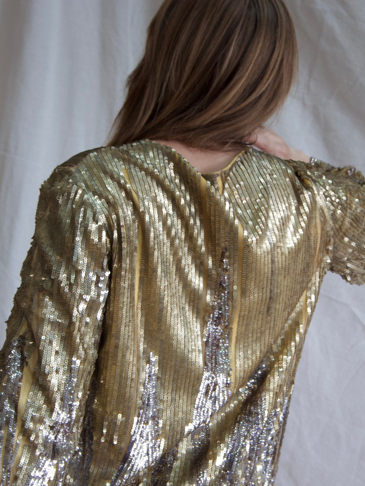 Rare Art Deco French 1930s Hand Embellished Sequin Bell Sleeve Jacket