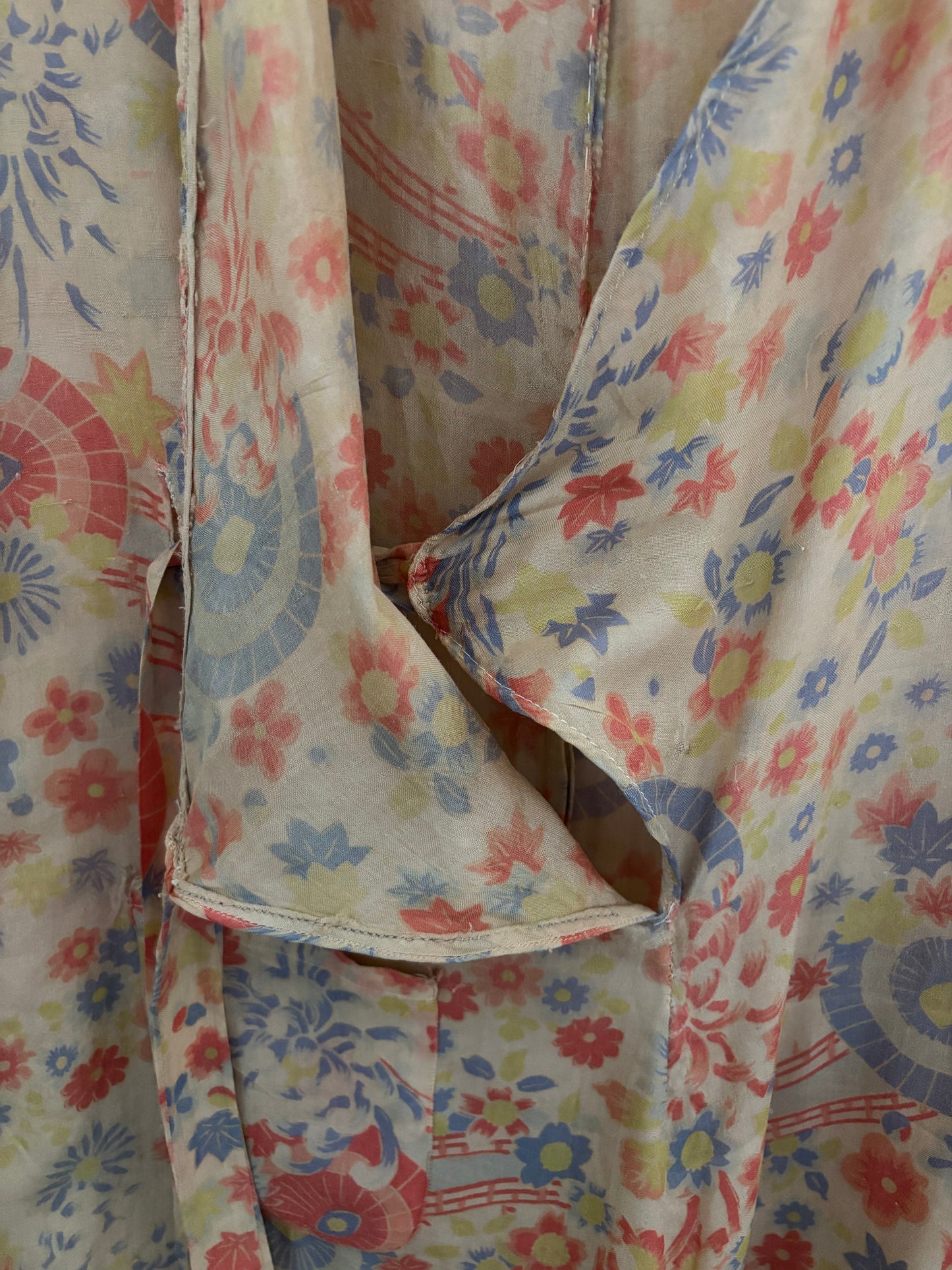 1930s All Over Japanese Print Pongee Silk Lounge Jumpsuit