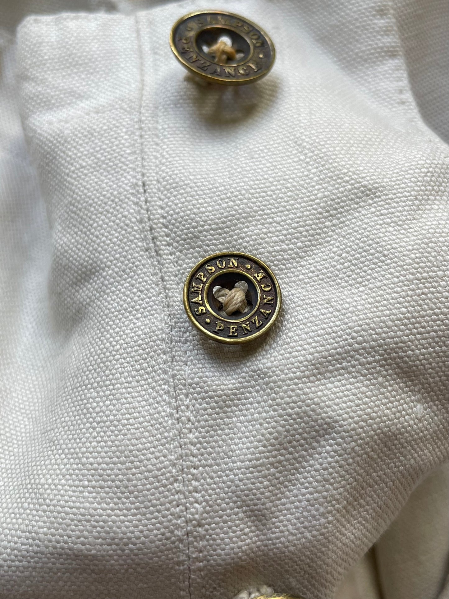 1886 French Linen Buckle Back Fishtail Breeches