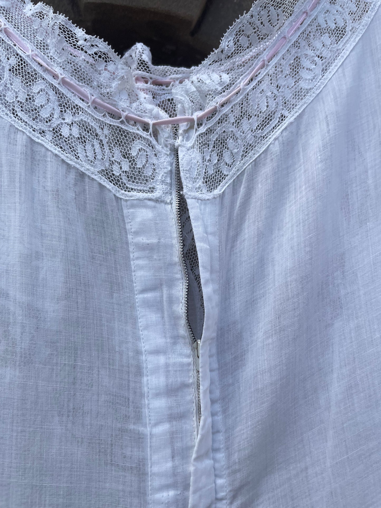 Edwardian Fine Cotton Valenciennes Lace Whitework Dress