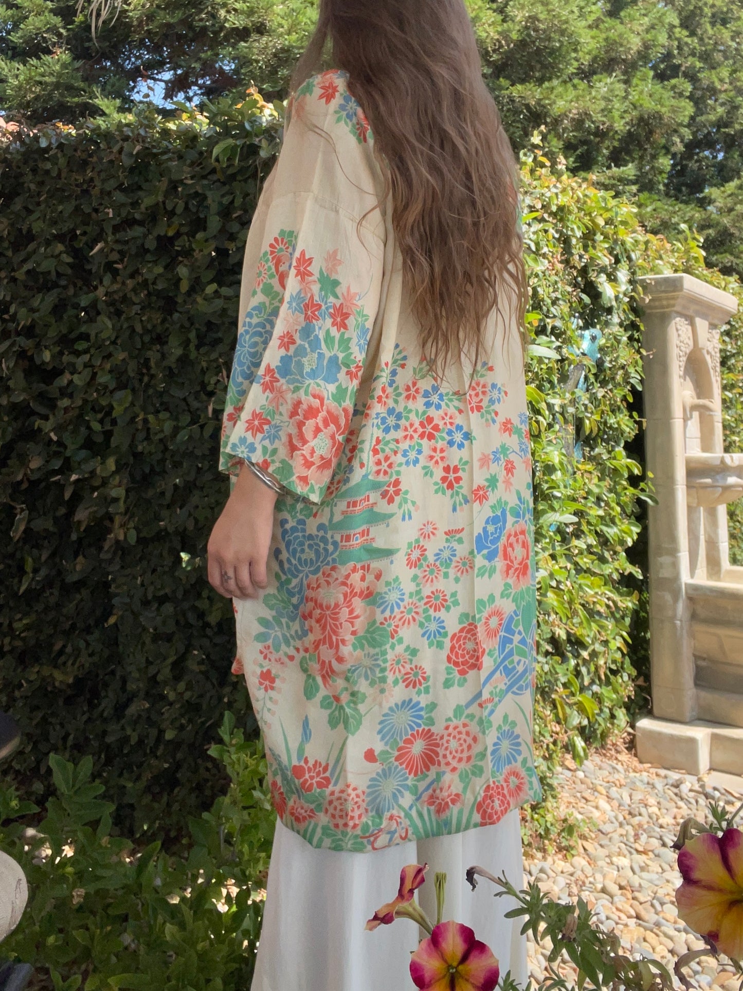 1920s Pongee Silk Japanese Robe Dressing Gown
