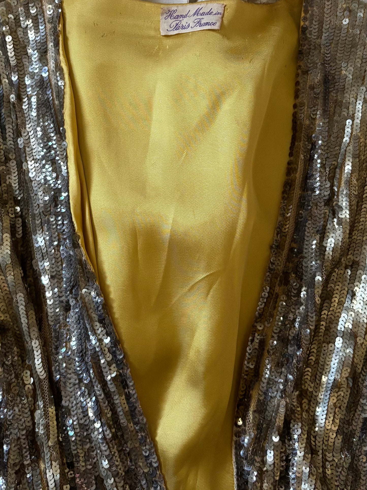 Rare Art Deco French 1930s Hand Embellished Sequin Bell Sleeve Jacket
