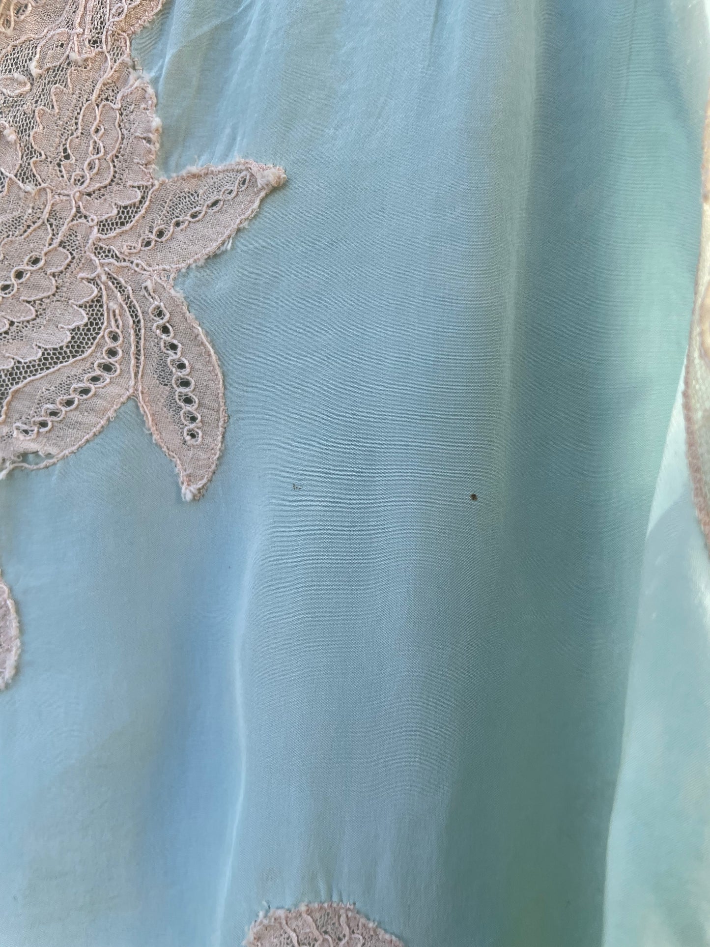 1930s Mint Silk Inset Lace Tie Waist Lounge Blouse
