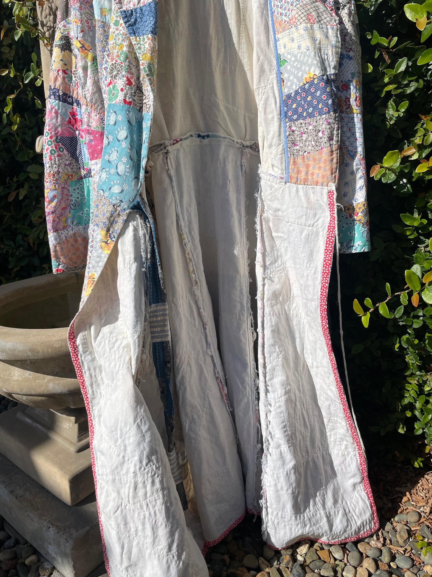 1930s Cotton Crazy Quilt Wrap Style Robe/ Dressing Gown
