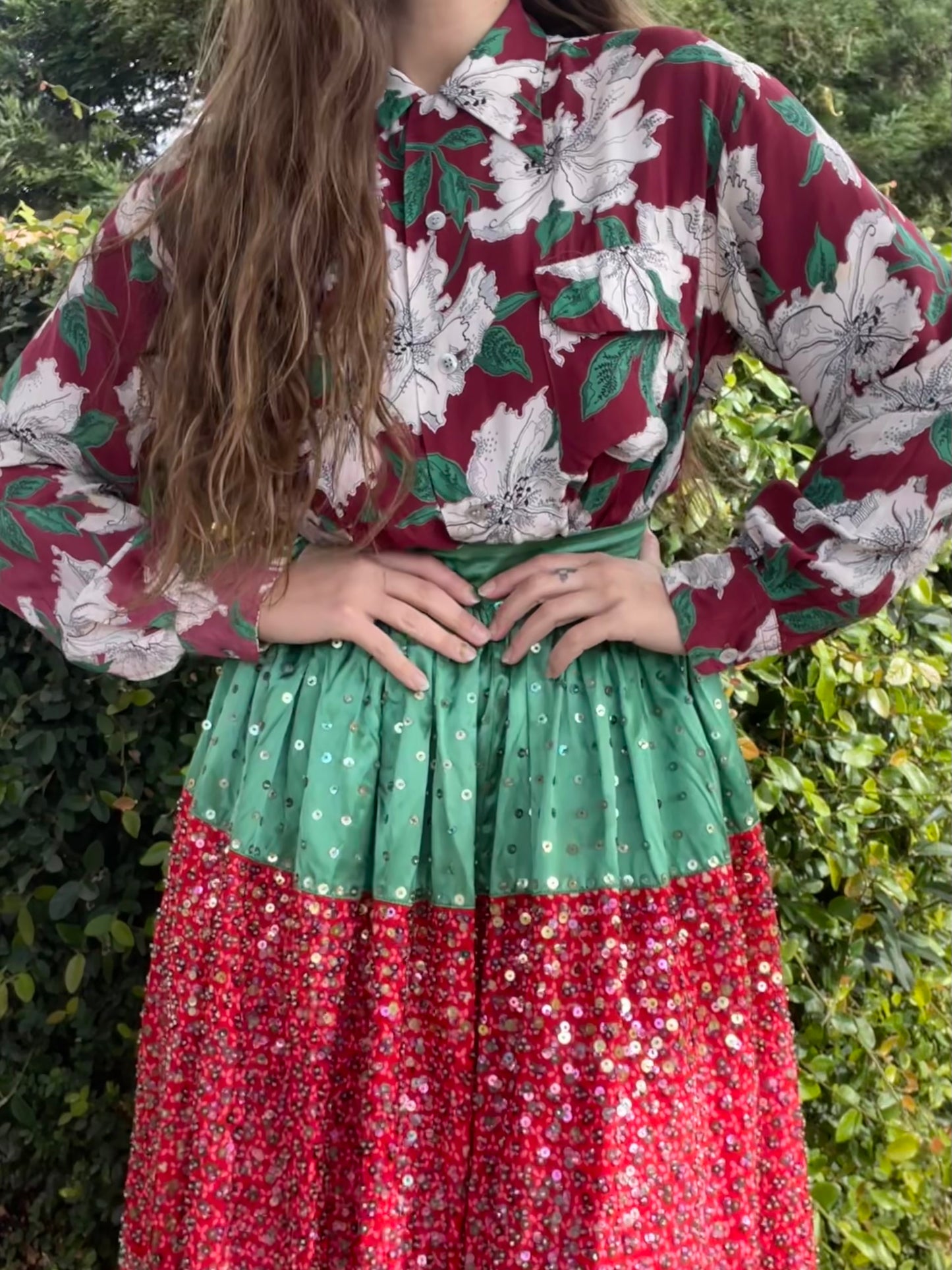 1950 Hawaiian Holiday Sportswear Rayon Long Sleeve Loop Collar Shirt