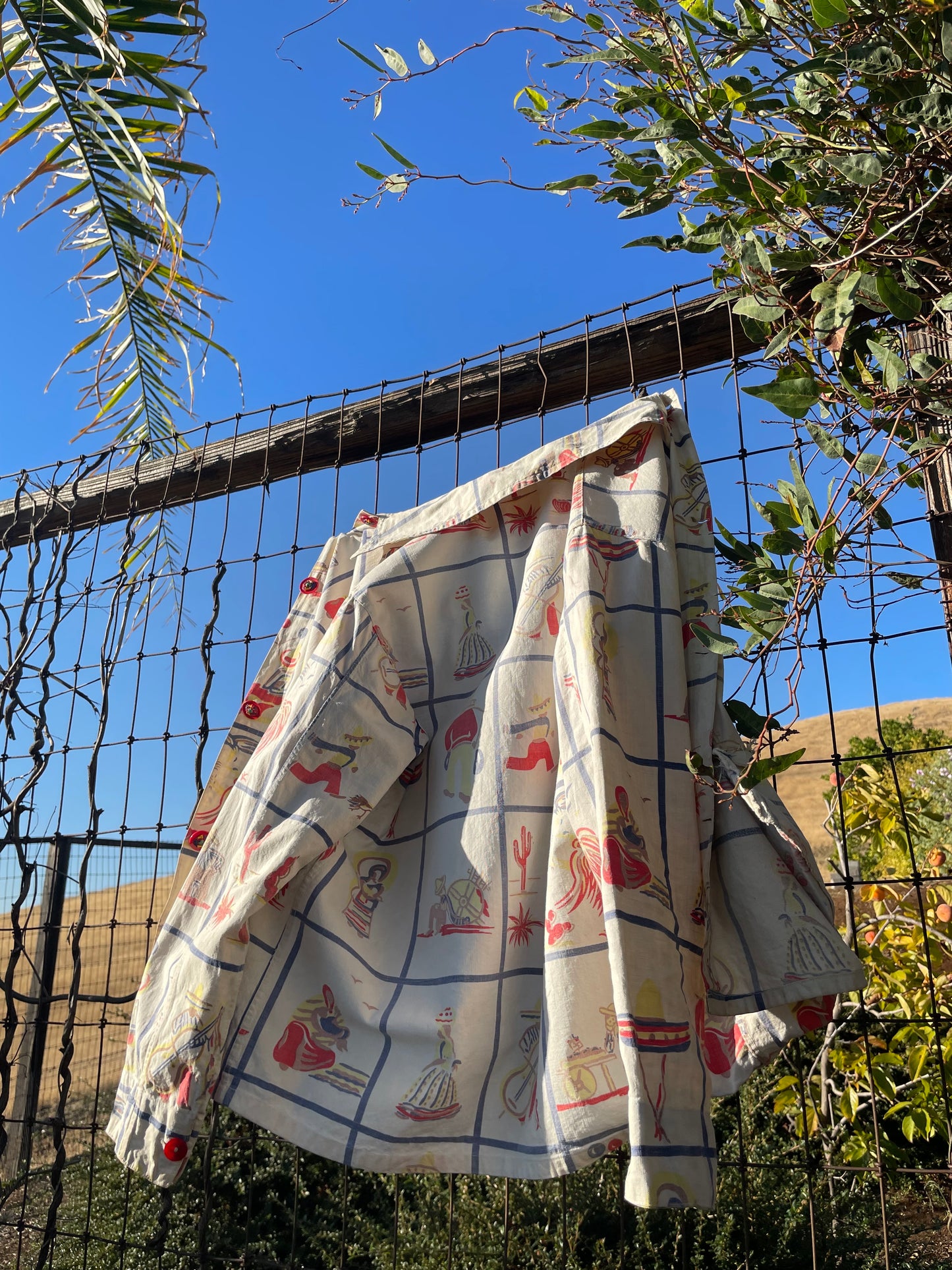 1940s Mexicana Novelty Print Chore Coat
