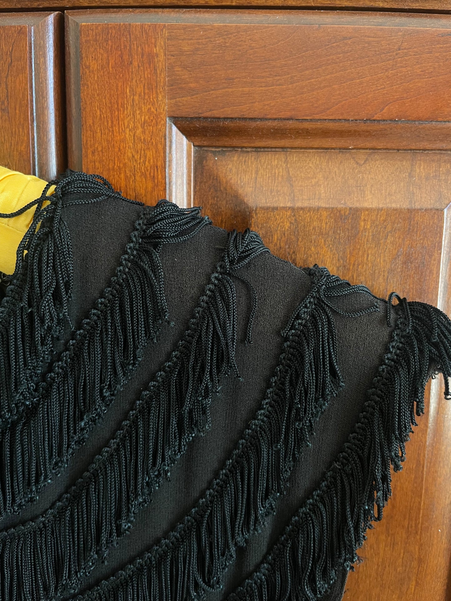Special 1930s Rowed Fringe Rayon Crepe Floor Length Trained Gown
