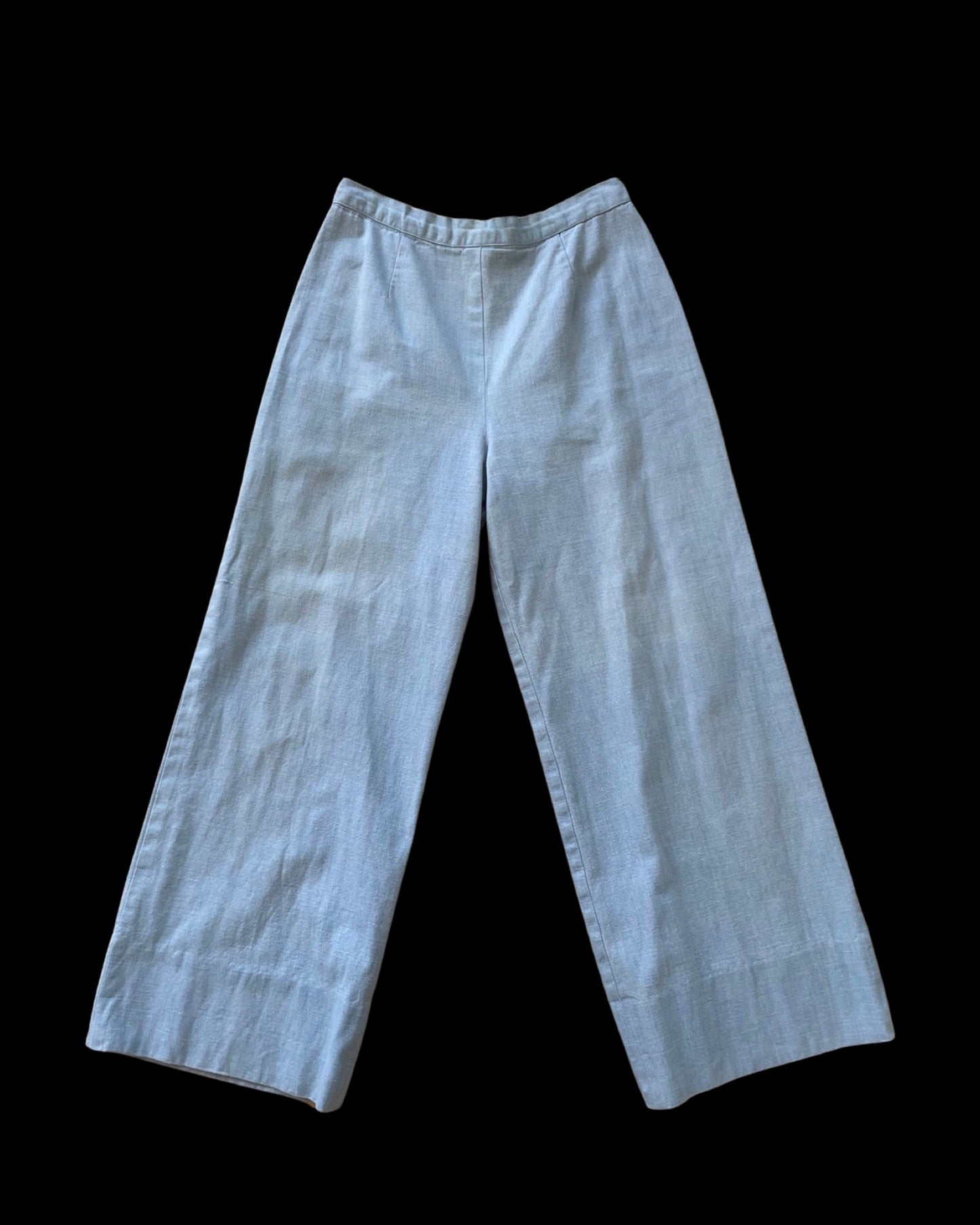 1960s Does 1940s Chambray Denim Wide Leg Pants