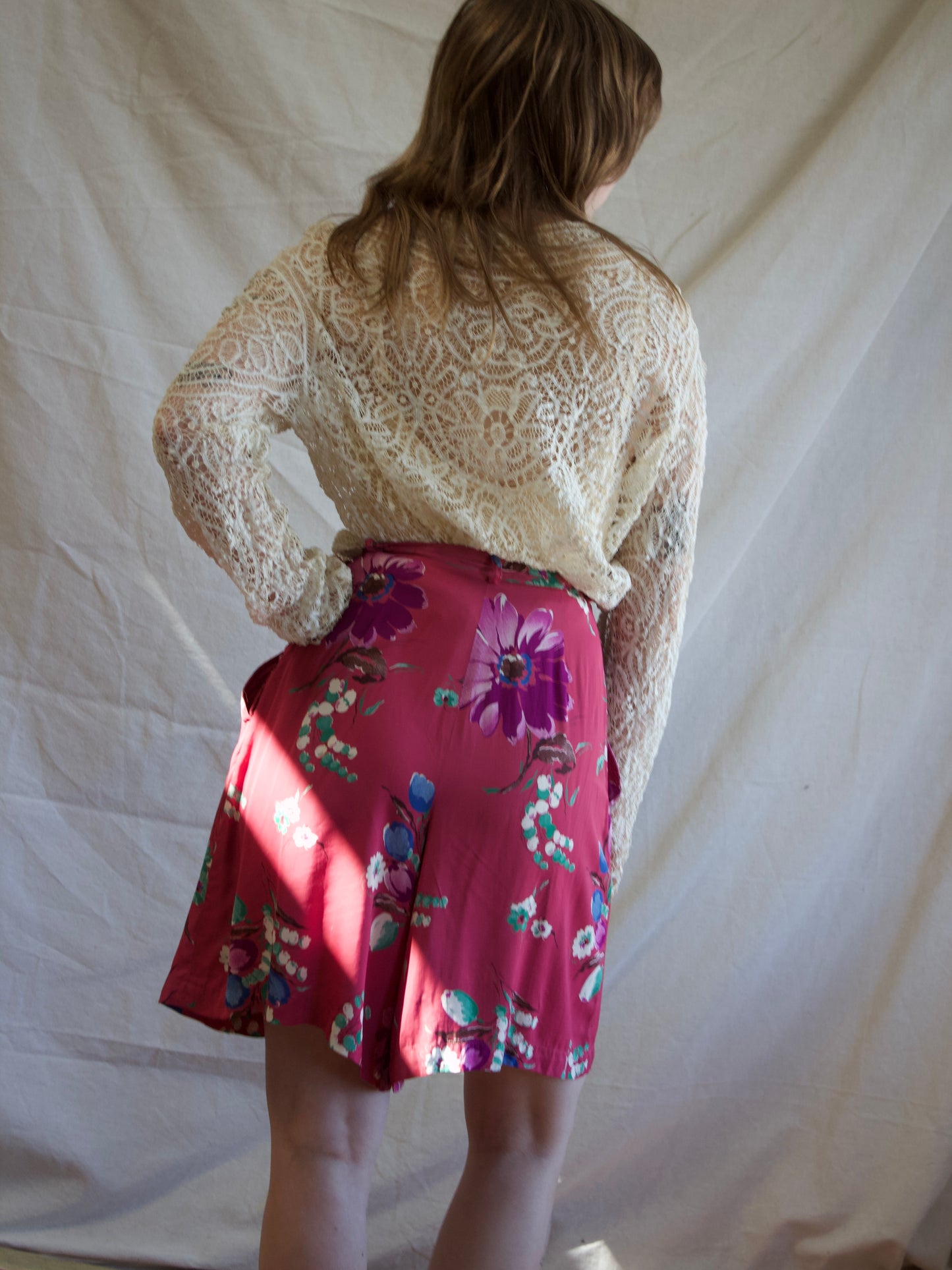 1980s Does 1940s Side Button Ralph Lauren Cold Rayon Shorts