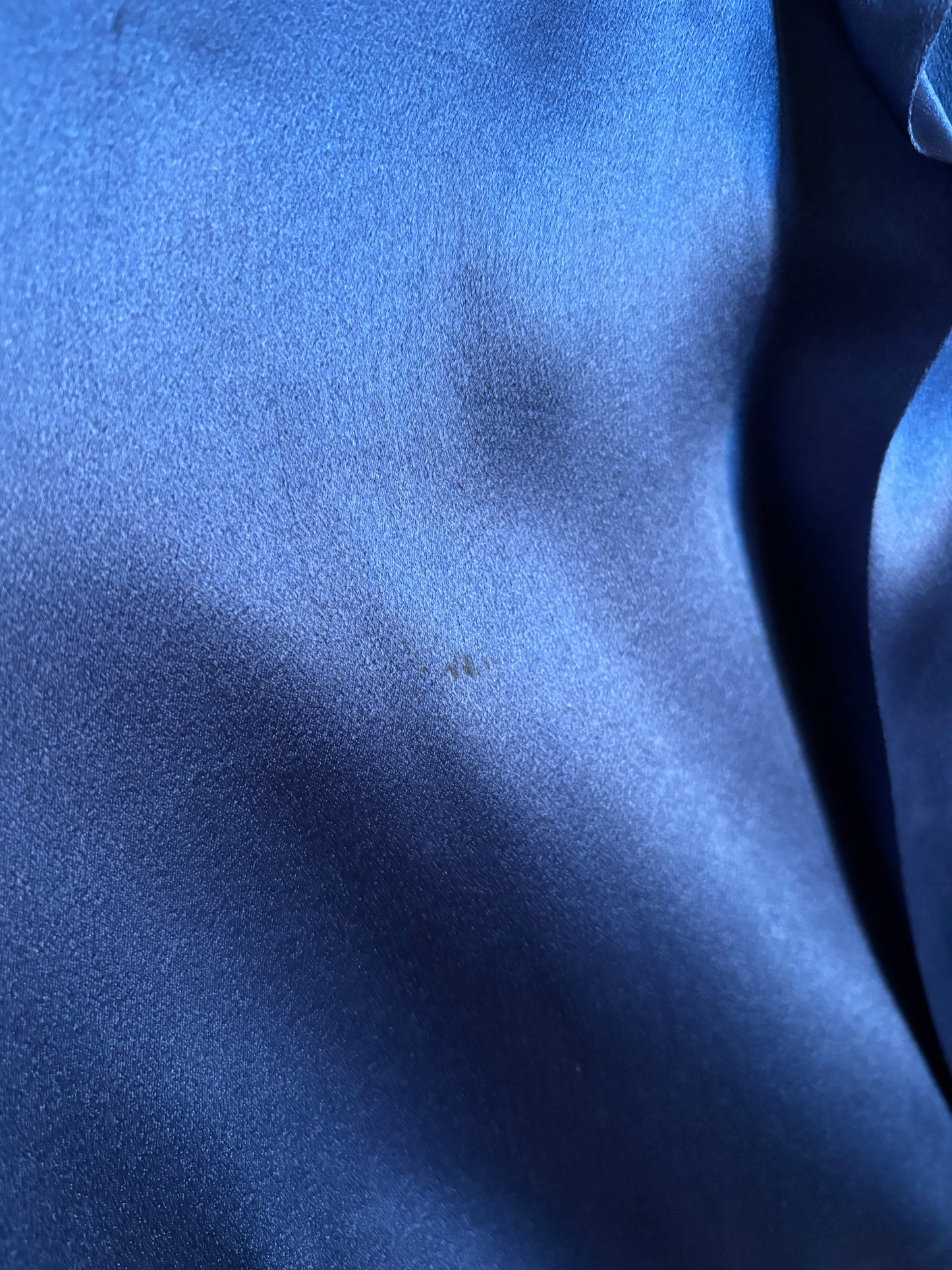 1930s Cobalt Blue Silk Plunging Open Side Capelet Blouse