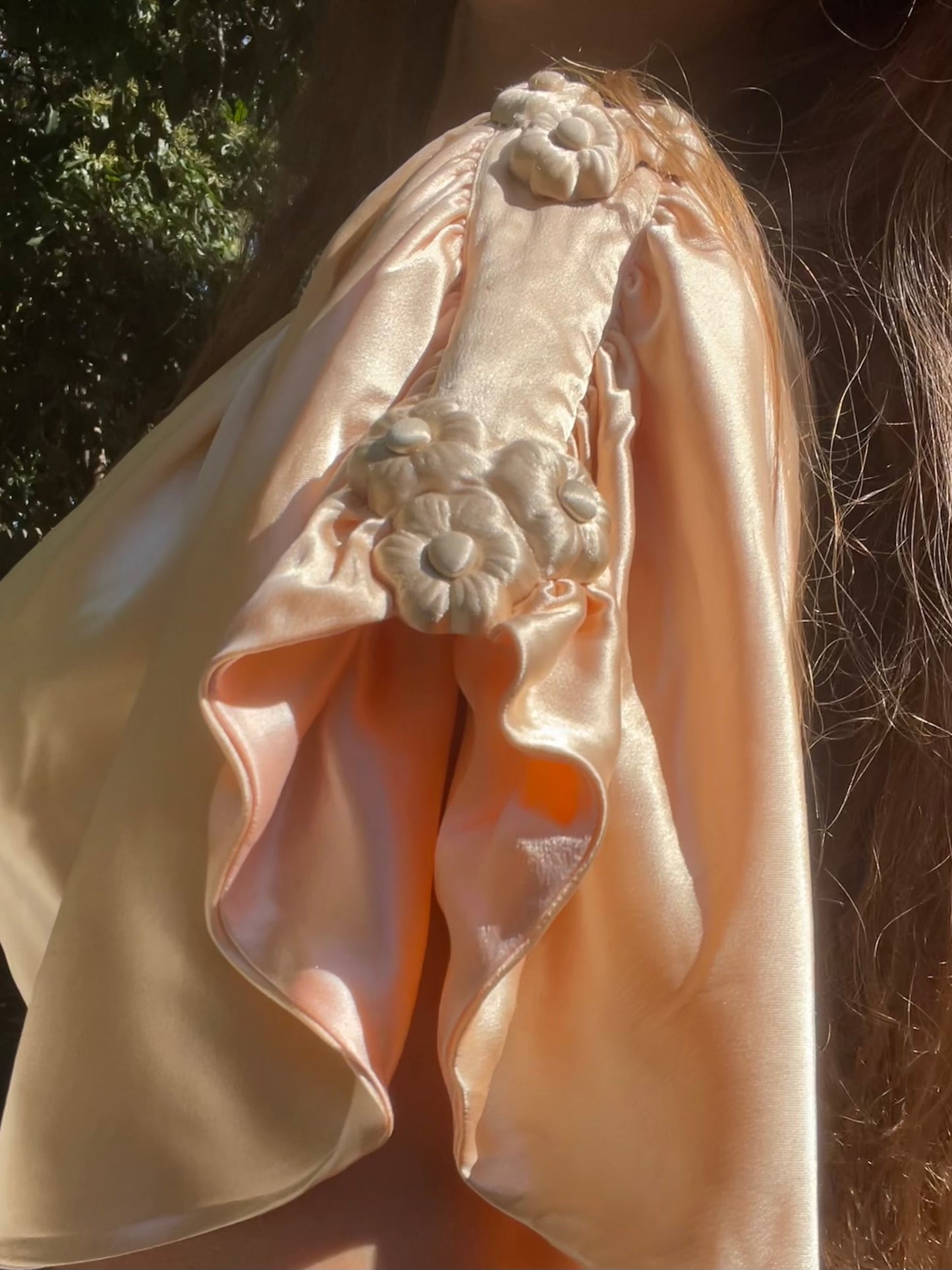 1940s Pale Pink Sumptuous Rayon Satin Dressing Gown Peignoir