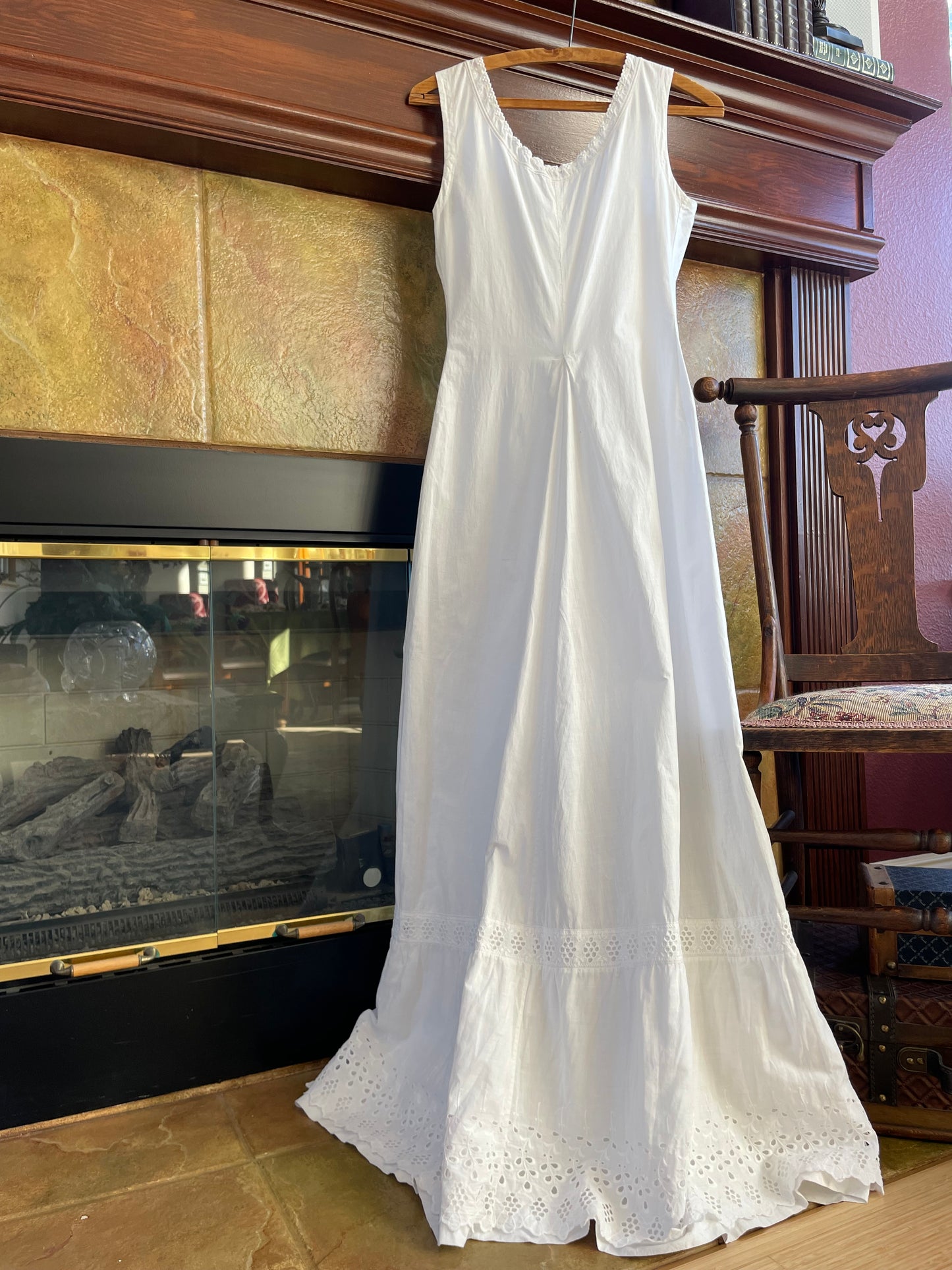 Edwardian Cotton Eyelet Chemise Button Font Dress