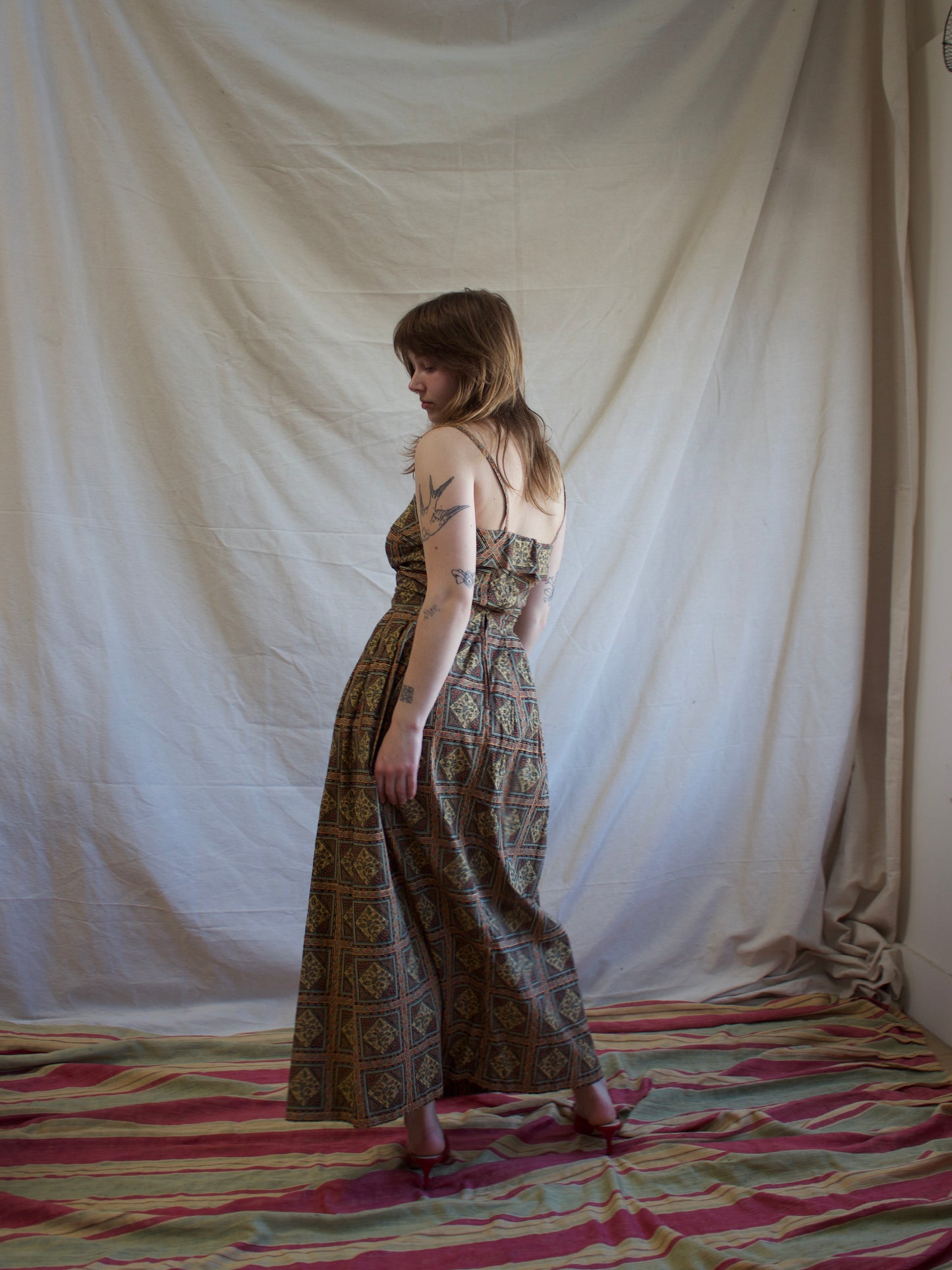 1950s Two Piece Paisley Printed Cotton Sundress + Bolero