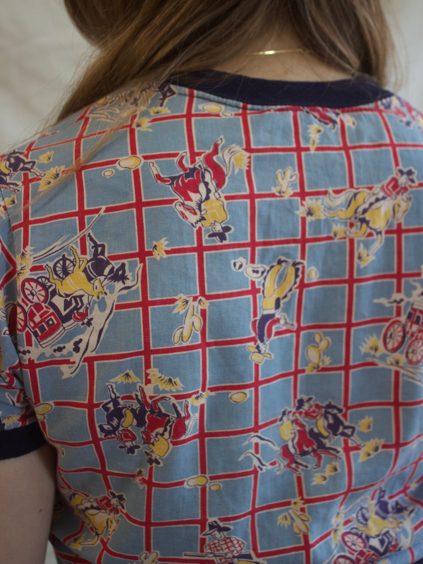 * Flash Sale * 1950s Jim Penney Cowboy Print Cotton Cropped Blouse