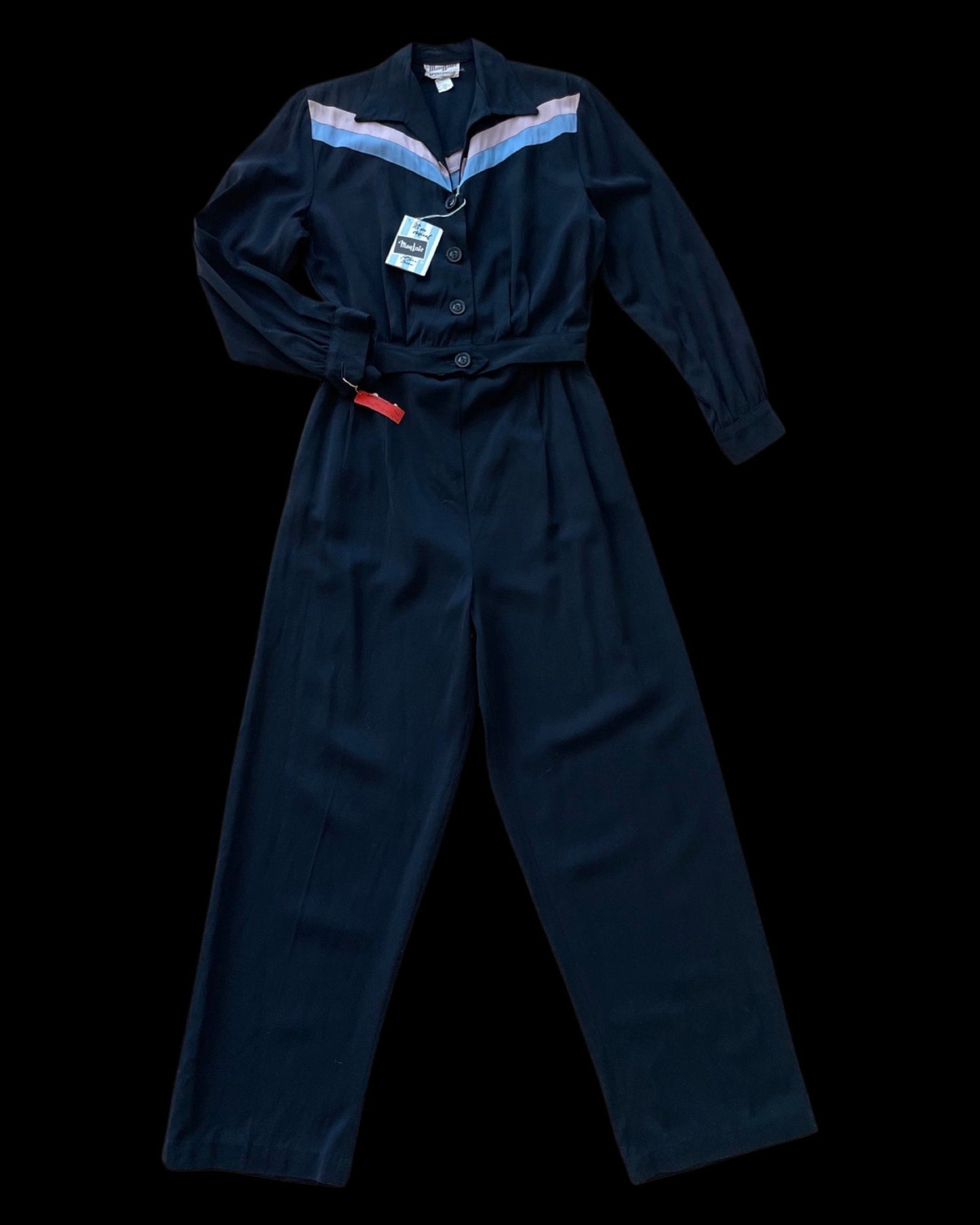 1940s DEADSTOCK Pastel Chevron Stripe Gabardine Sportswear Pant Suit Set