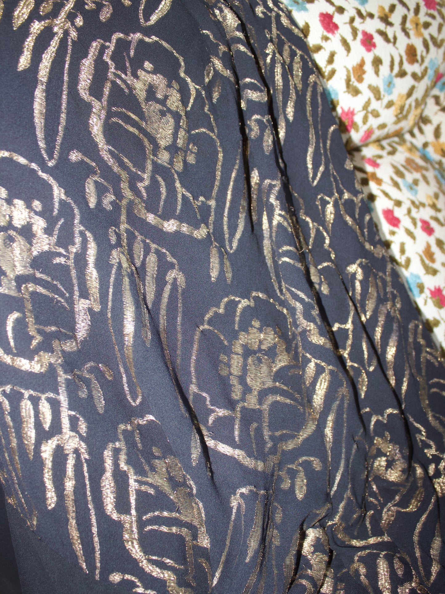 Antique 1920s Lamé Crepe Chiffon Shawl