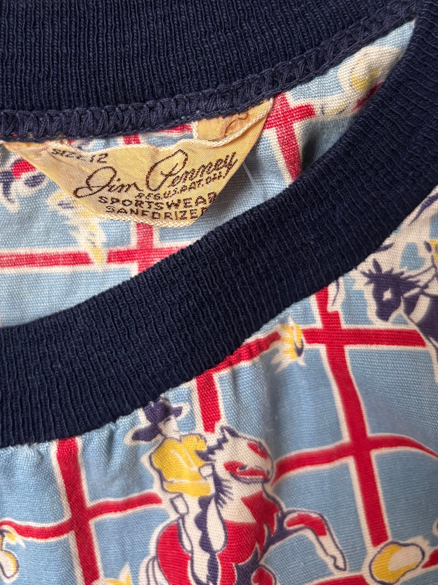 * Flash Sale * 1950s Jim Penney Cowboy Print Cotton Cropped Blouse